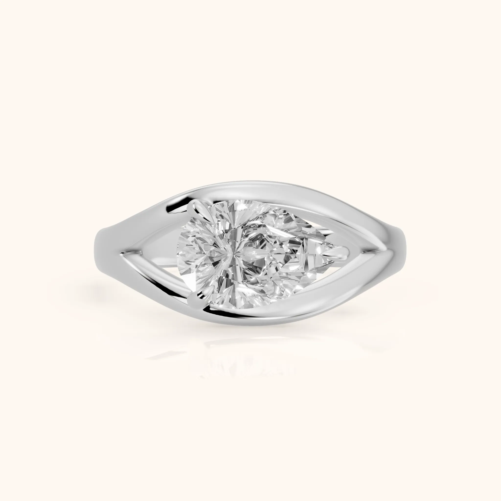 Madeleine Split Shank Pear Diamond Engagement Ring in Silver — view 1