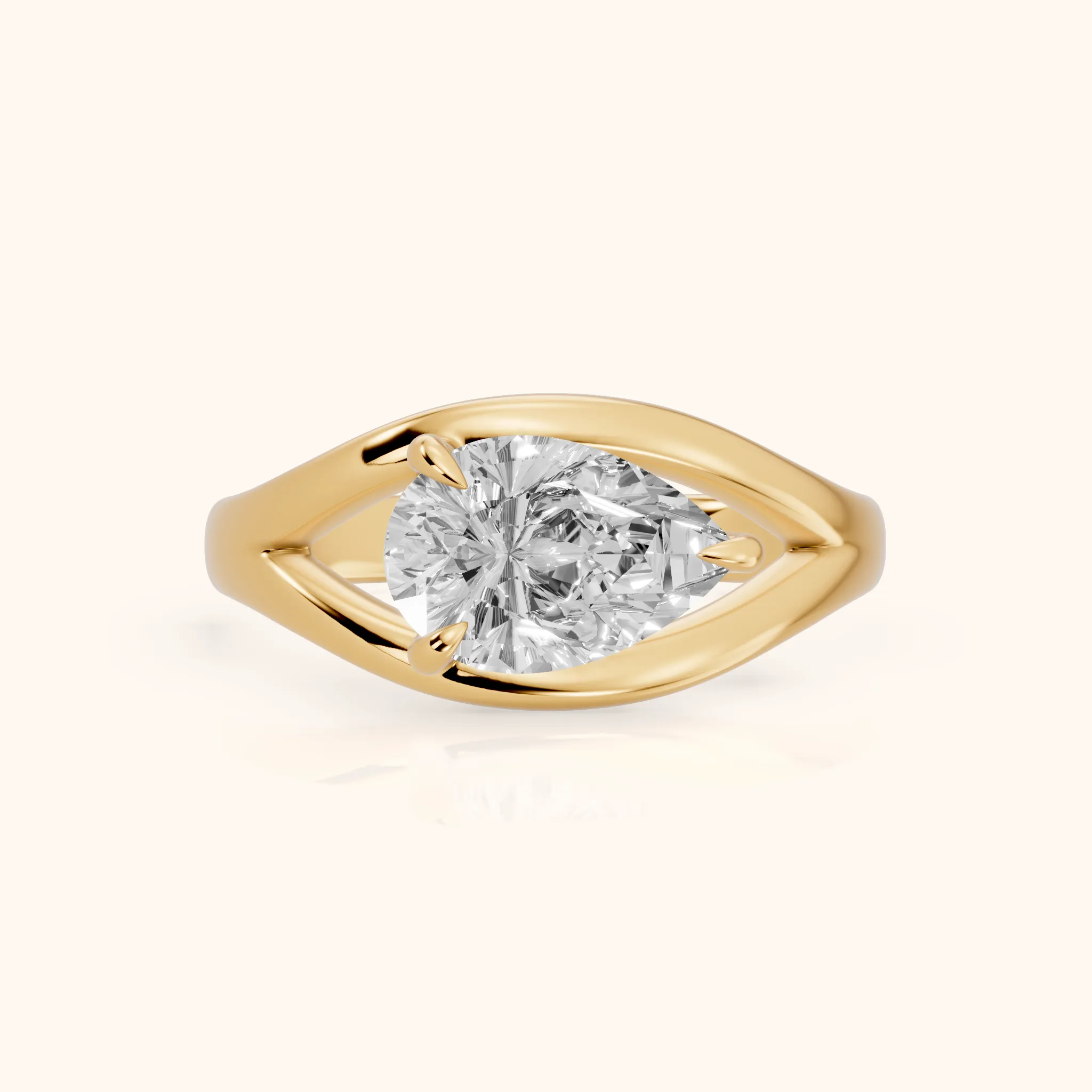 Madeleine Split Shank Pear Diamond Engagement Ring in Yellow Gold — view 1