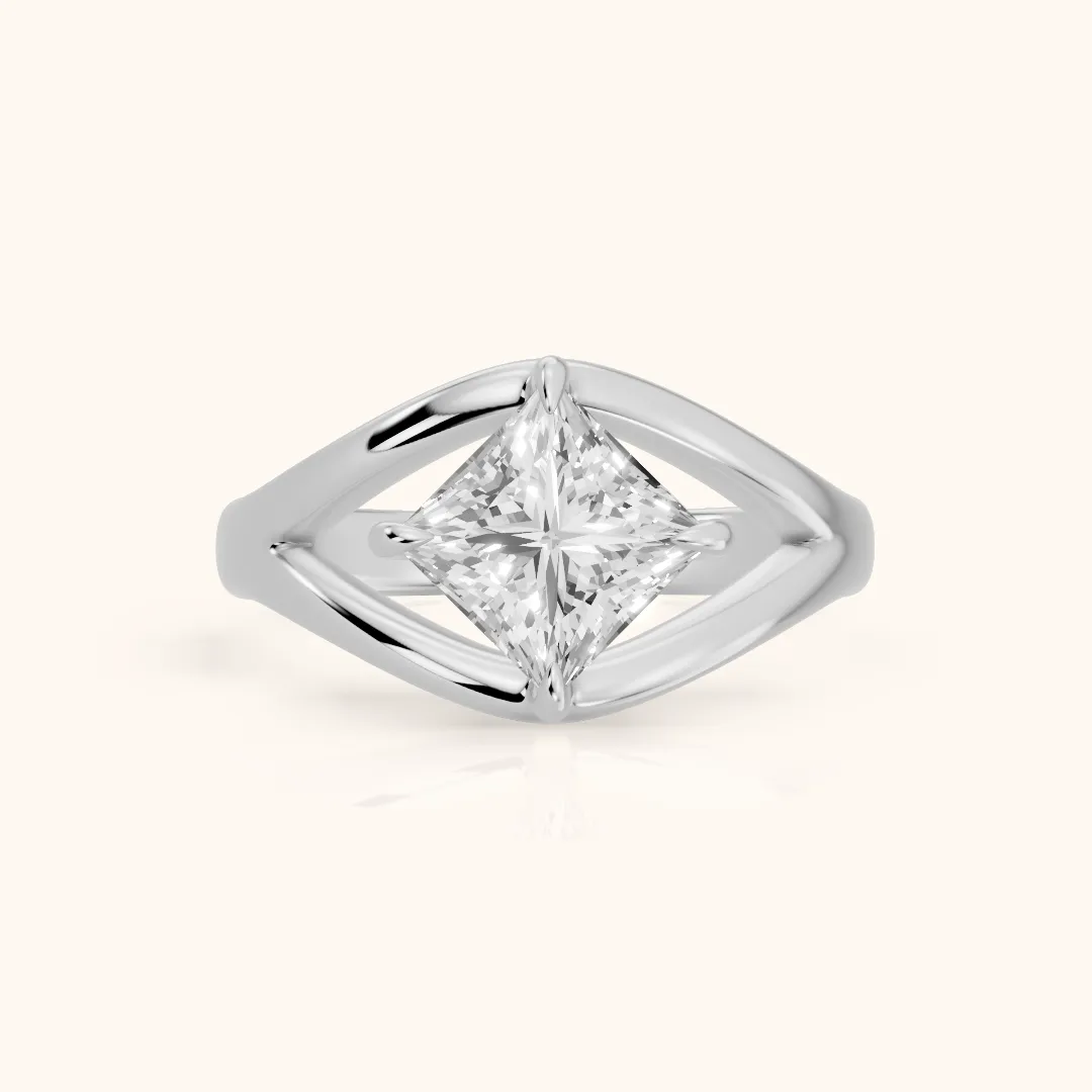 Madeleine Split Shank Princess Diamond Engagement Ring in Silver — view 2
