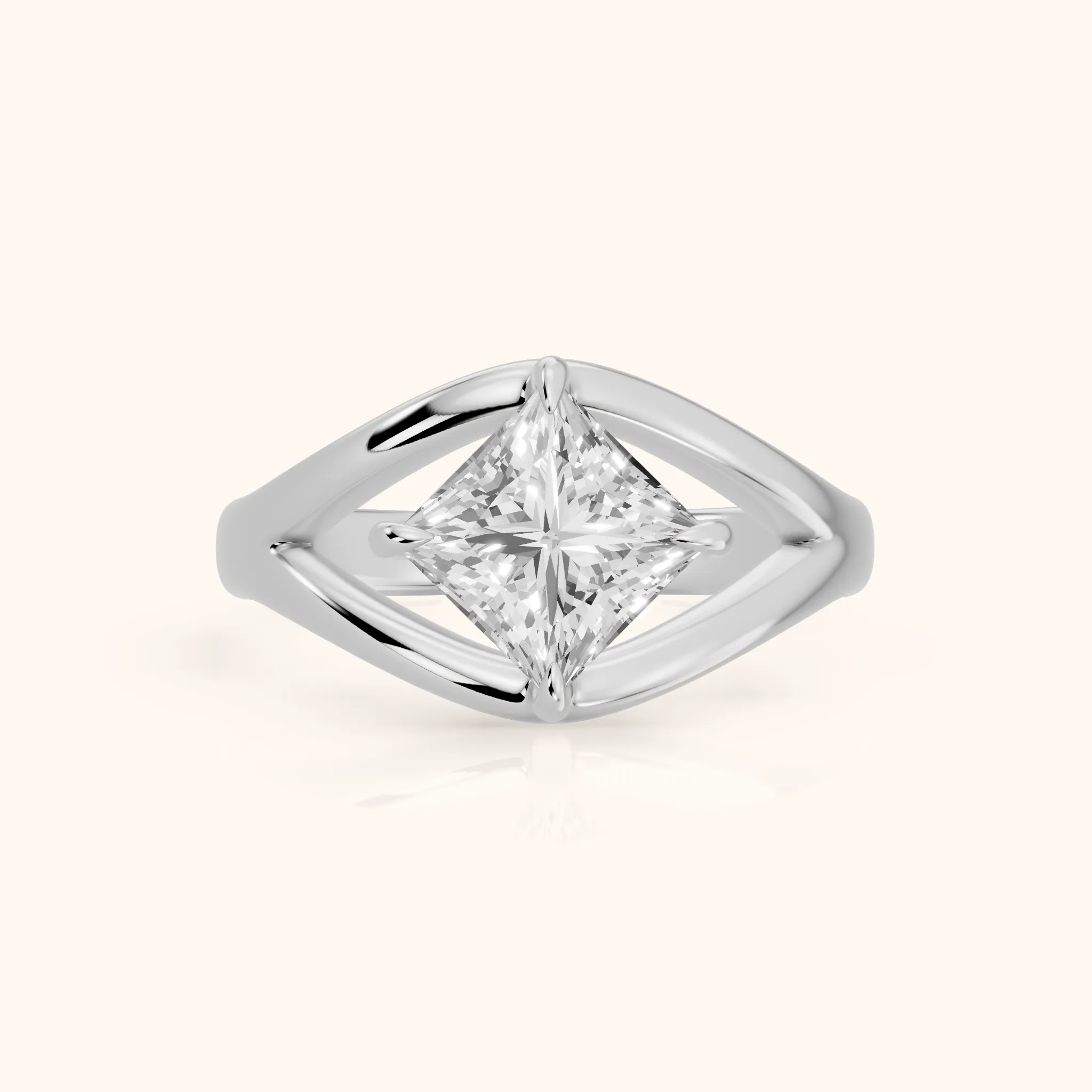 Madeleine Split Shank Princess Diamond Engagement Ring in Silver — view 1