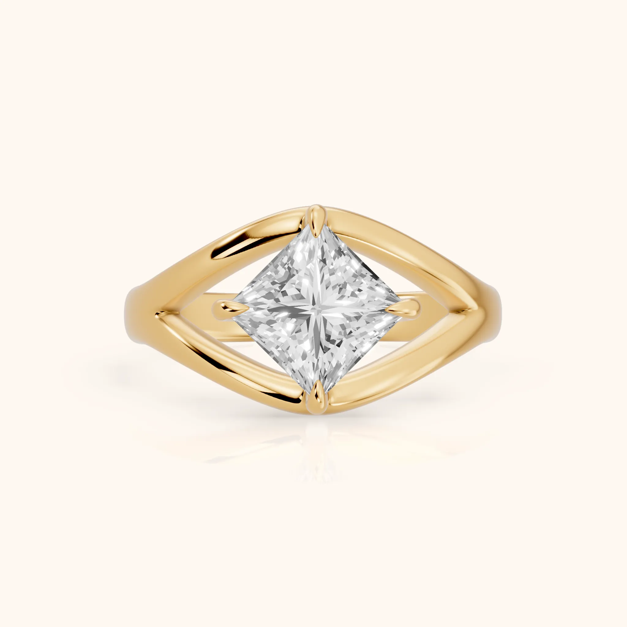 Madeleine Split Shank Princess Diamond Engagement Ring in Yellow Gold — view 1