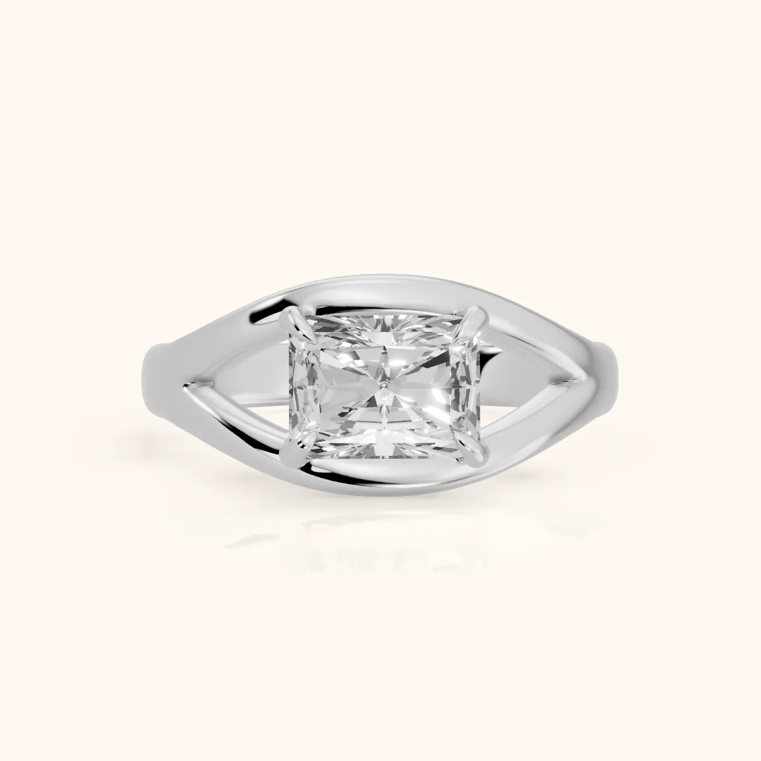 Madeleine Split Shank Radiant Diamond Engagement Ring in Silver — view 2