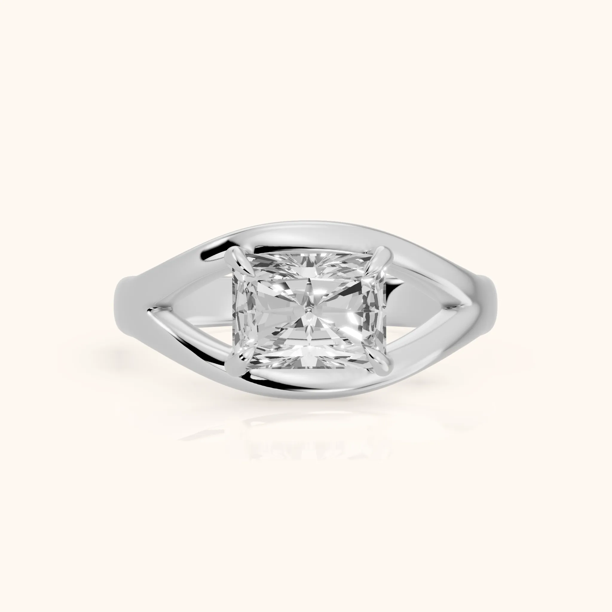 Madeleine Split Shank Radiant Diamond Engagement Ring in Silver — view 1