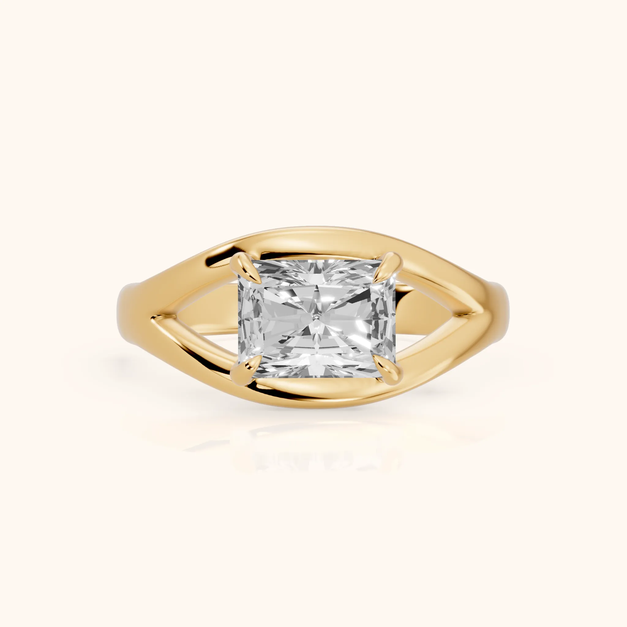 Madeleine Split Shank Radiant Diamond Engagement Ring in Yellow Gold — view 1