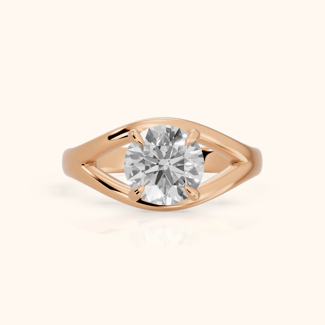 Madeleine Split Shank Round Diamond Engagement Ring in Rose Gold — view 2