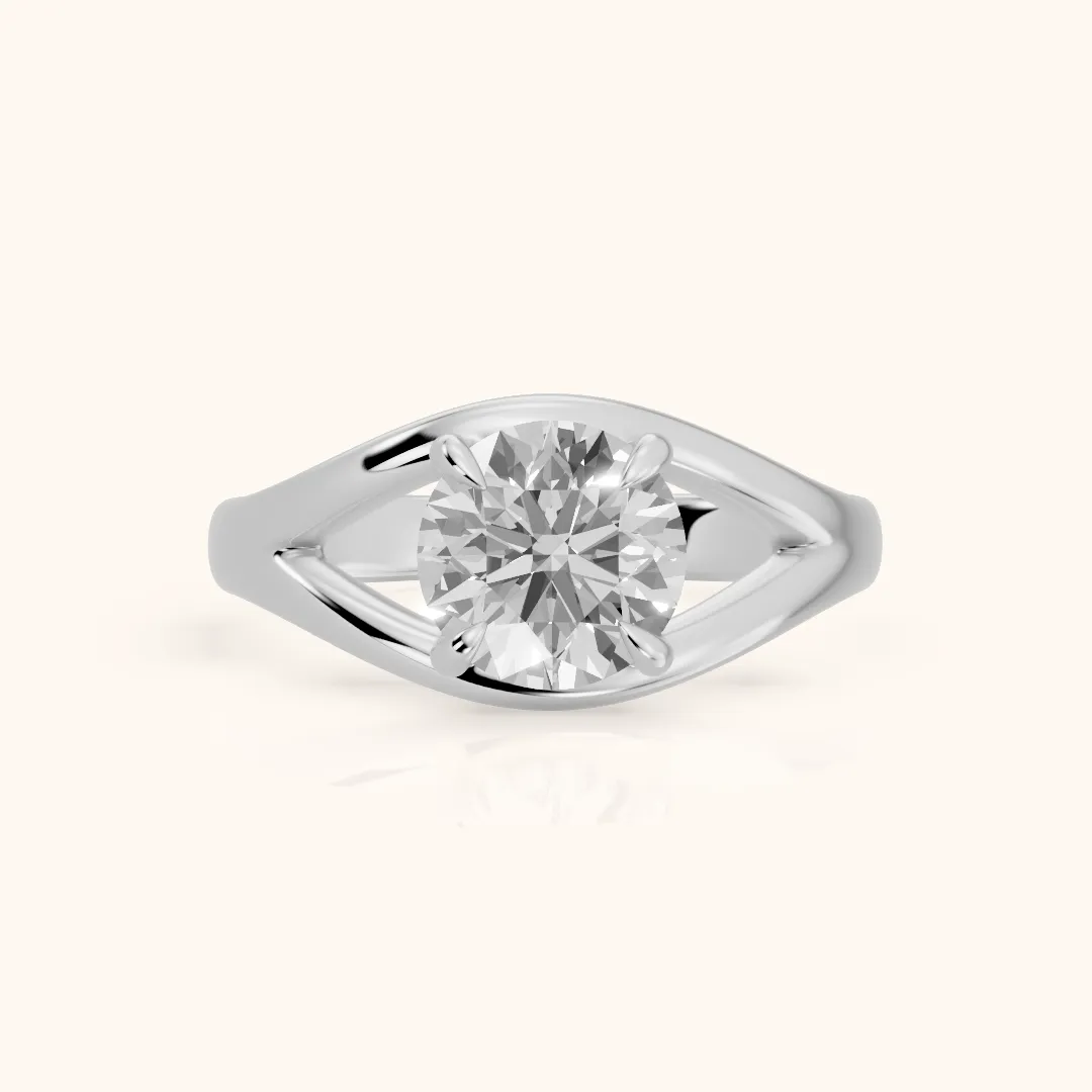 Madeleine Split Shank Round Diamond Engagement Ring in Silver — view 2