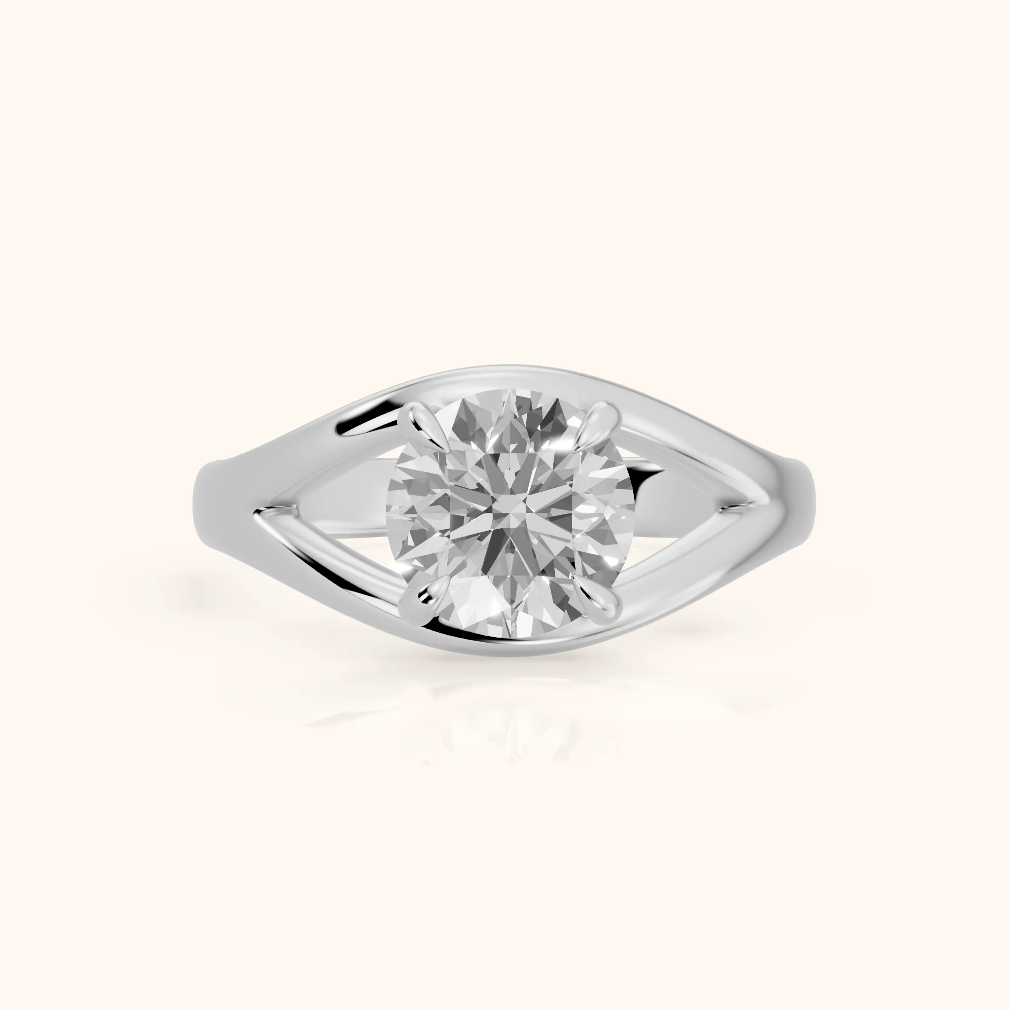 Madeleine Split Shank Round Diamond Engagement Ring in Silver — view 1