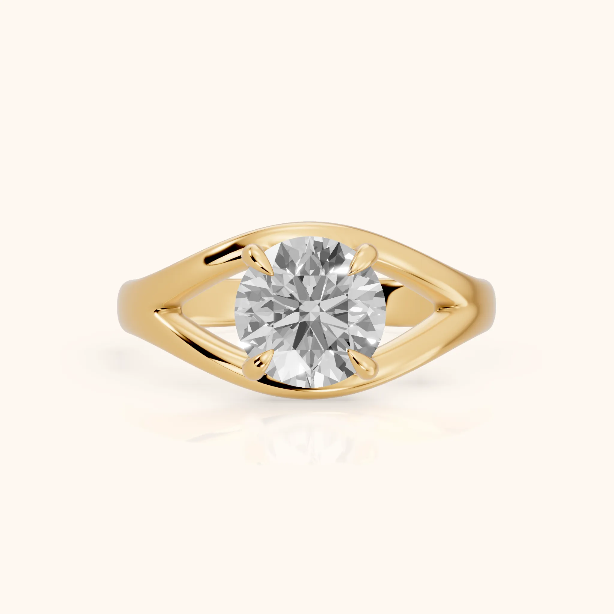 Madeleine Split Shank Round Diamond Engagement Ring in Yellow Gold — view 1
