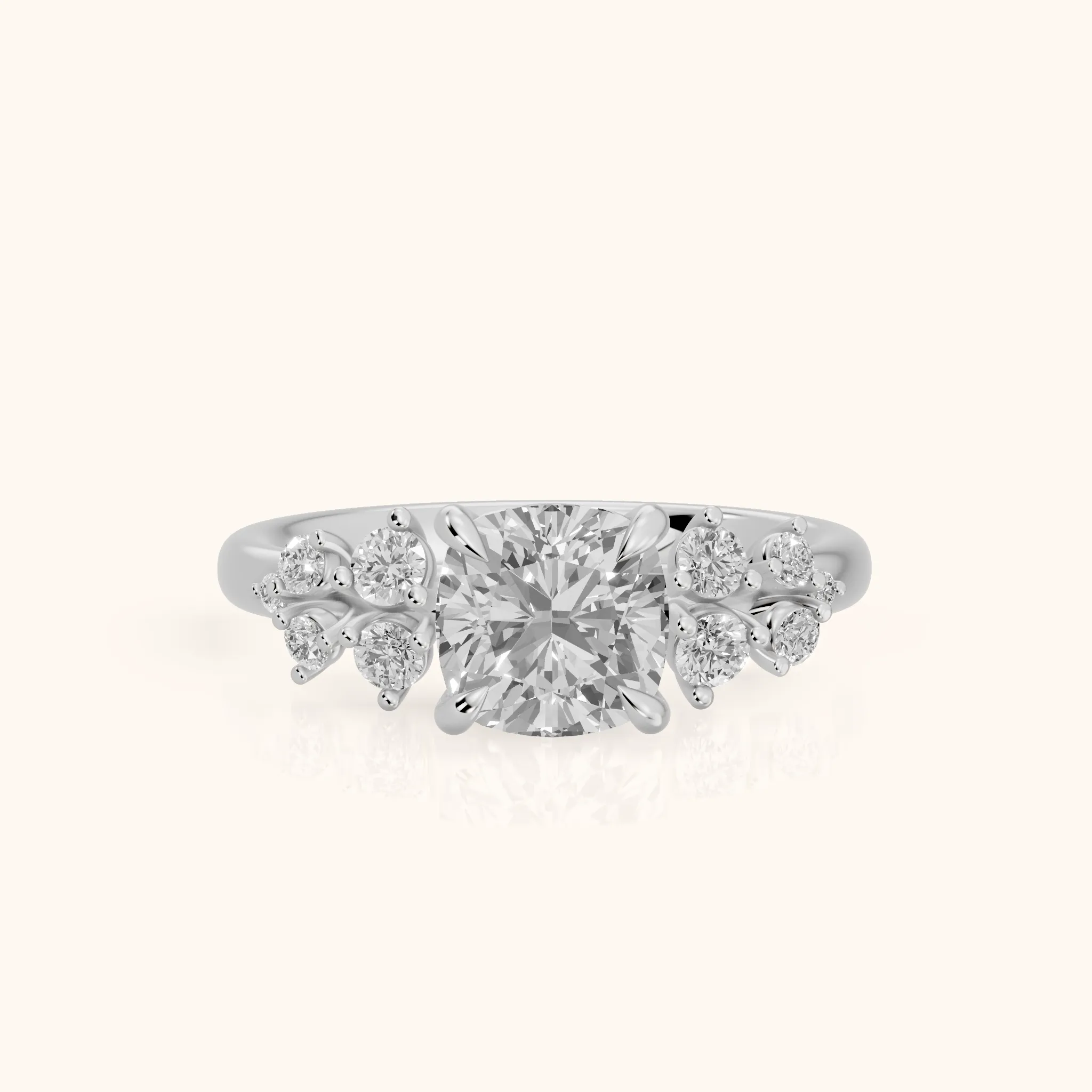 Mirabelle Cluster Cushion Diamond Engagement Ring in Silver — view 1