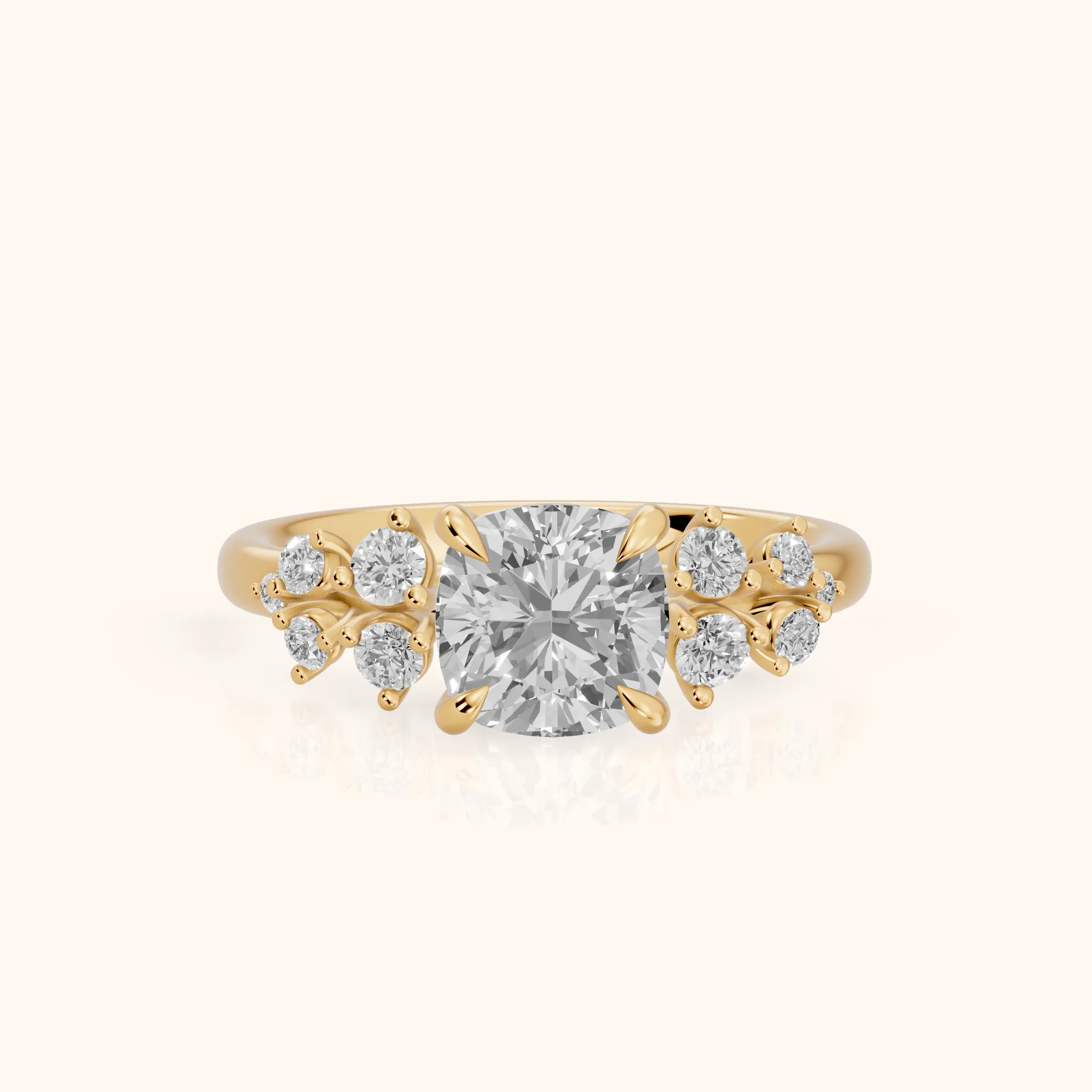 Mirabelle Cluster Cushion Diamond Engagement Ring in Yellow Gold — view 1