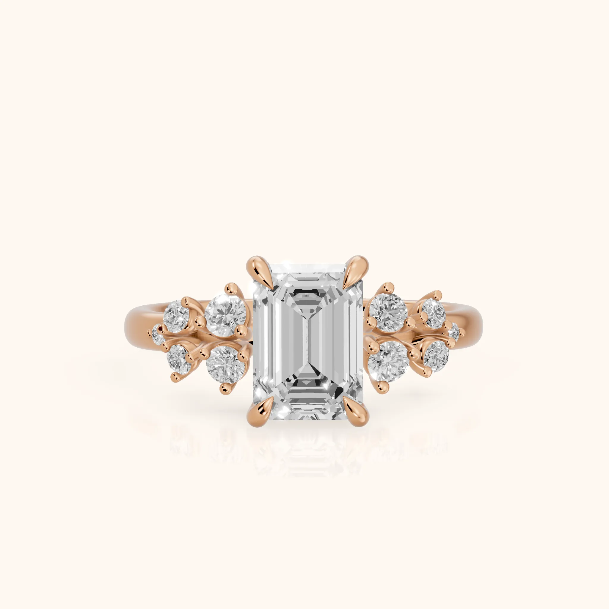 Mirabelle Cluster Emerald Diamond Engagement Ring in Rose Gold — view 1