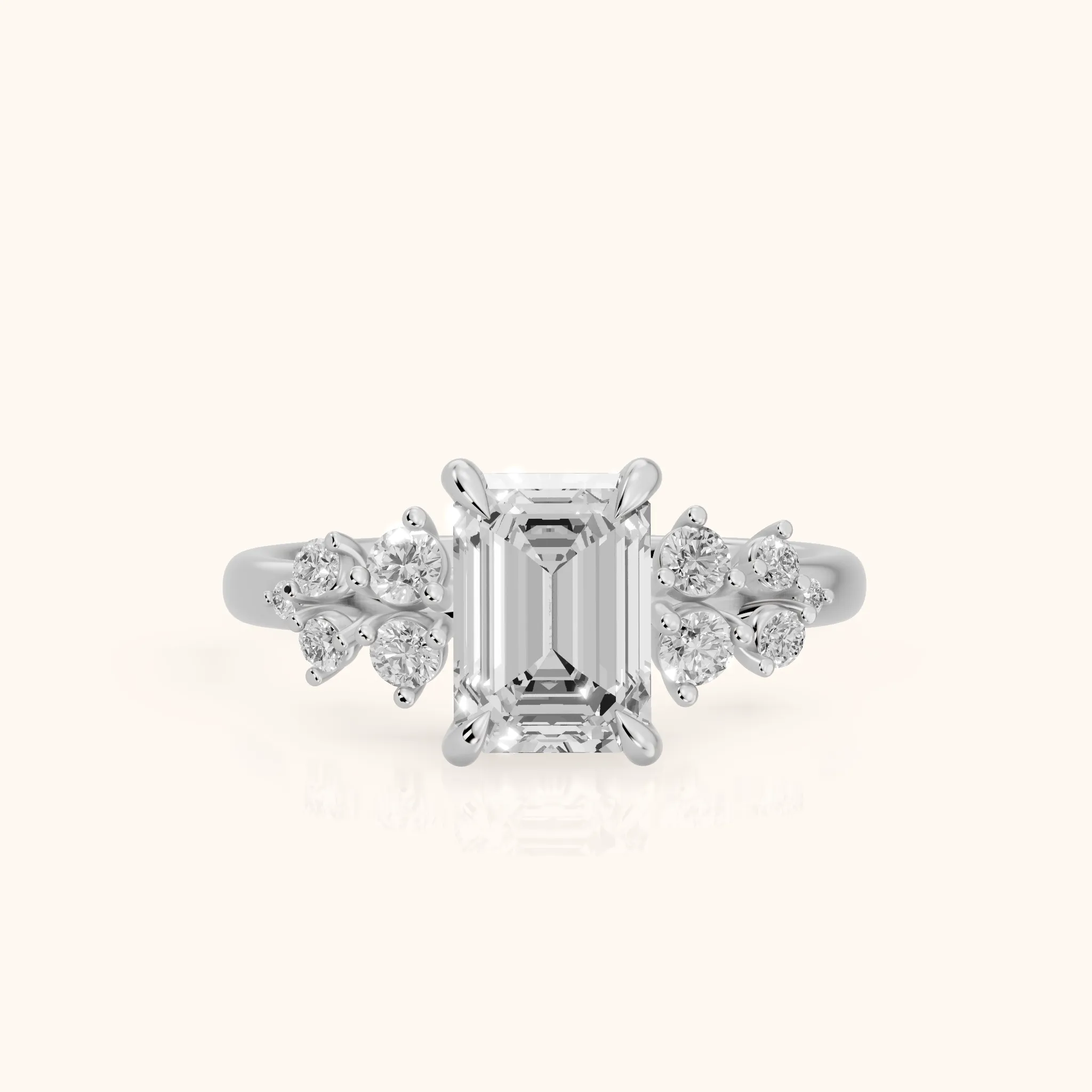 Mirabelle Cluster Emerald Diamond Engagement Ring in Silver — view 1