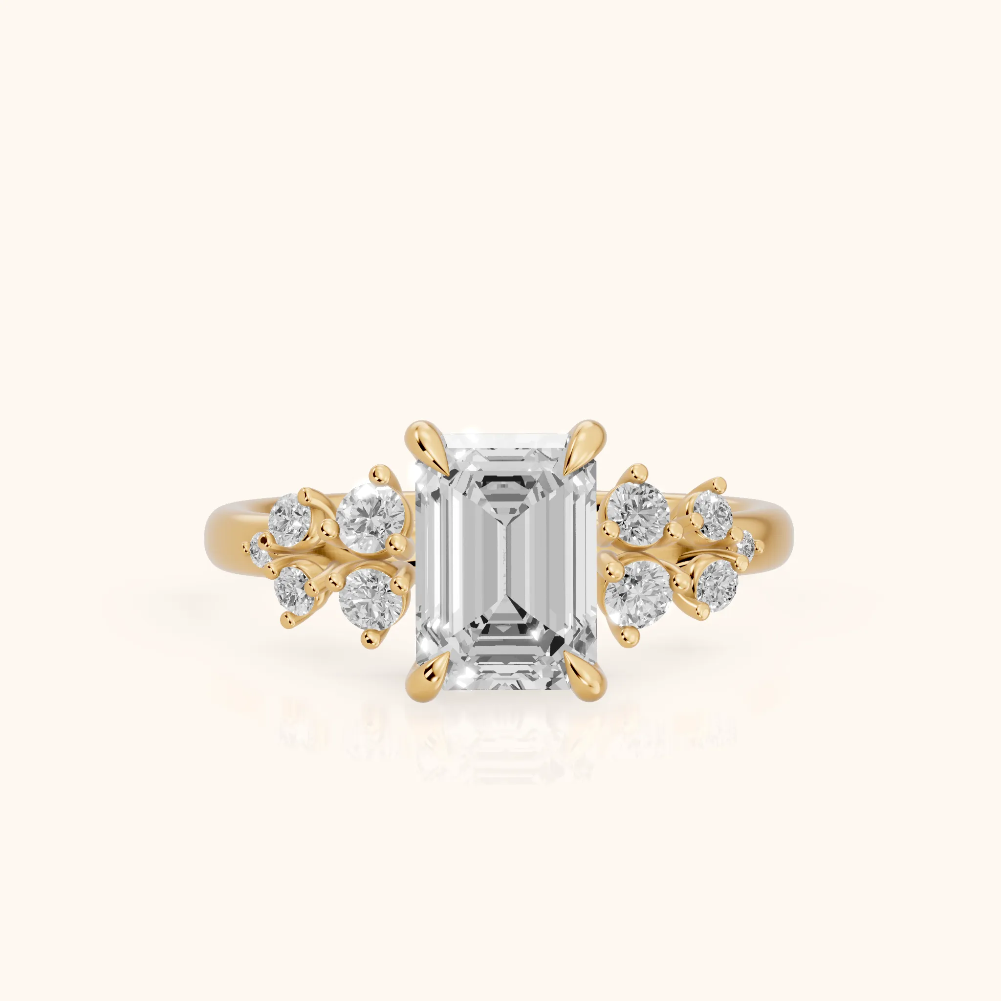 Mirabelle Cluster Emerald Diamond Engagement Ring in Yellow Gold — view 1