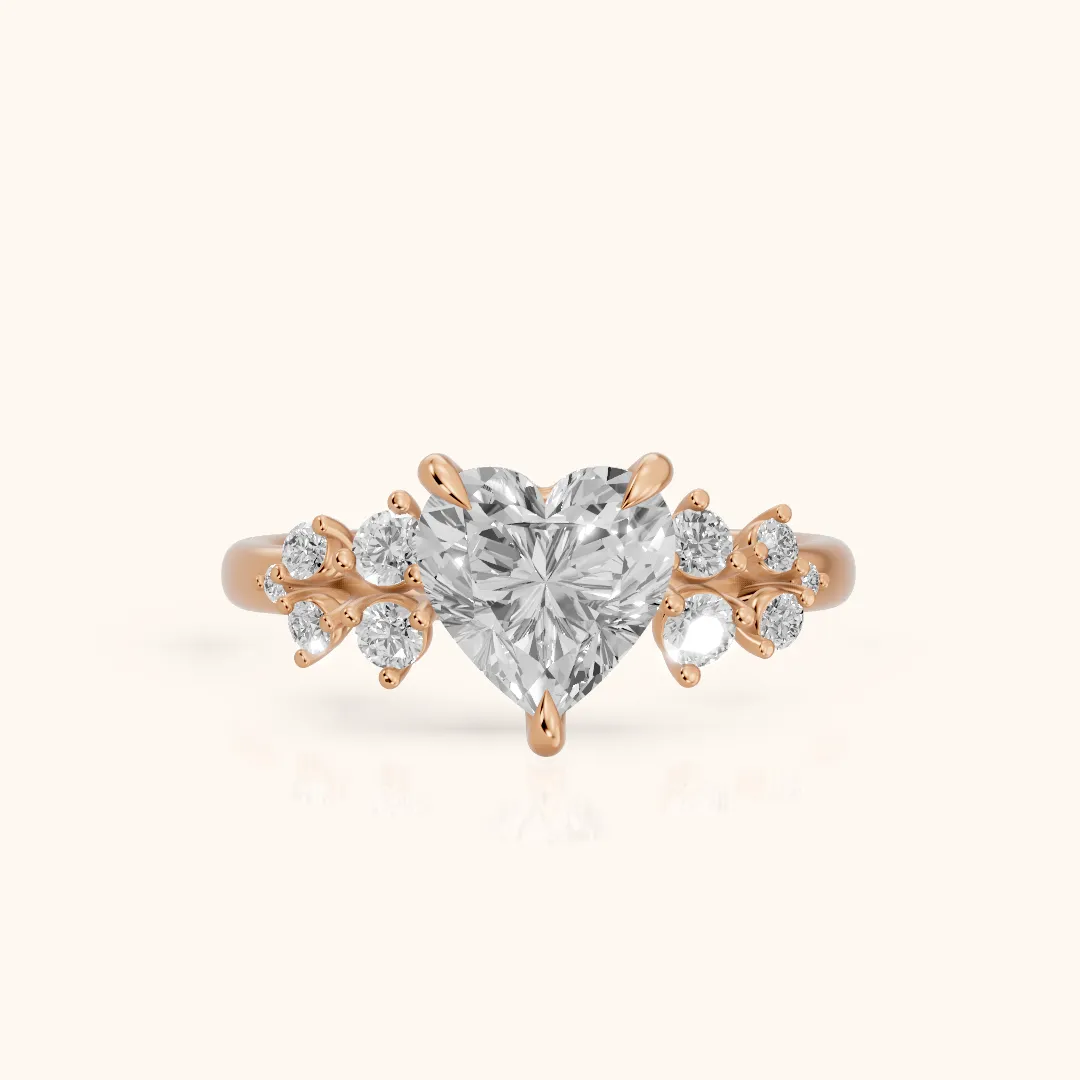 Mirabelle Cluster Heart Diamond Engagement Ring in Rose Gold — view 2