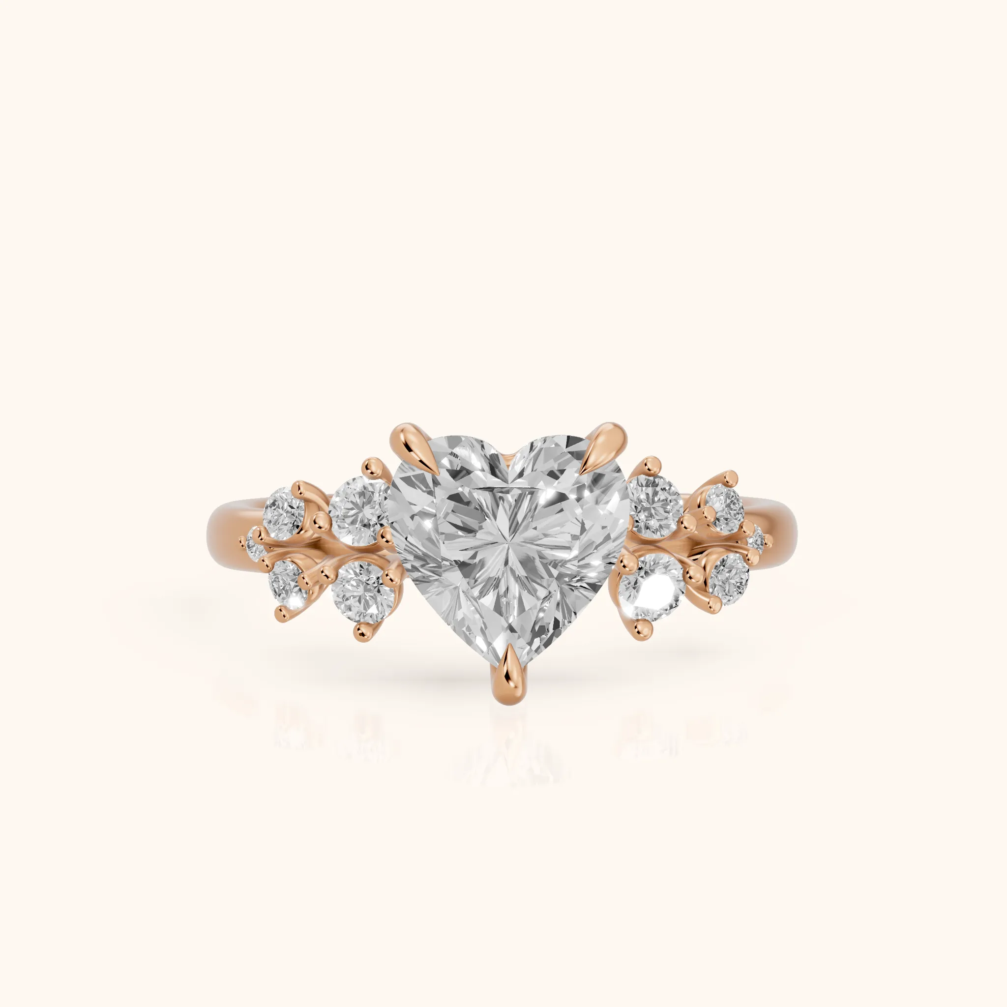 Mirabelle Cluster Heart Diamond Engagement Ring in Rose Gold — view 1