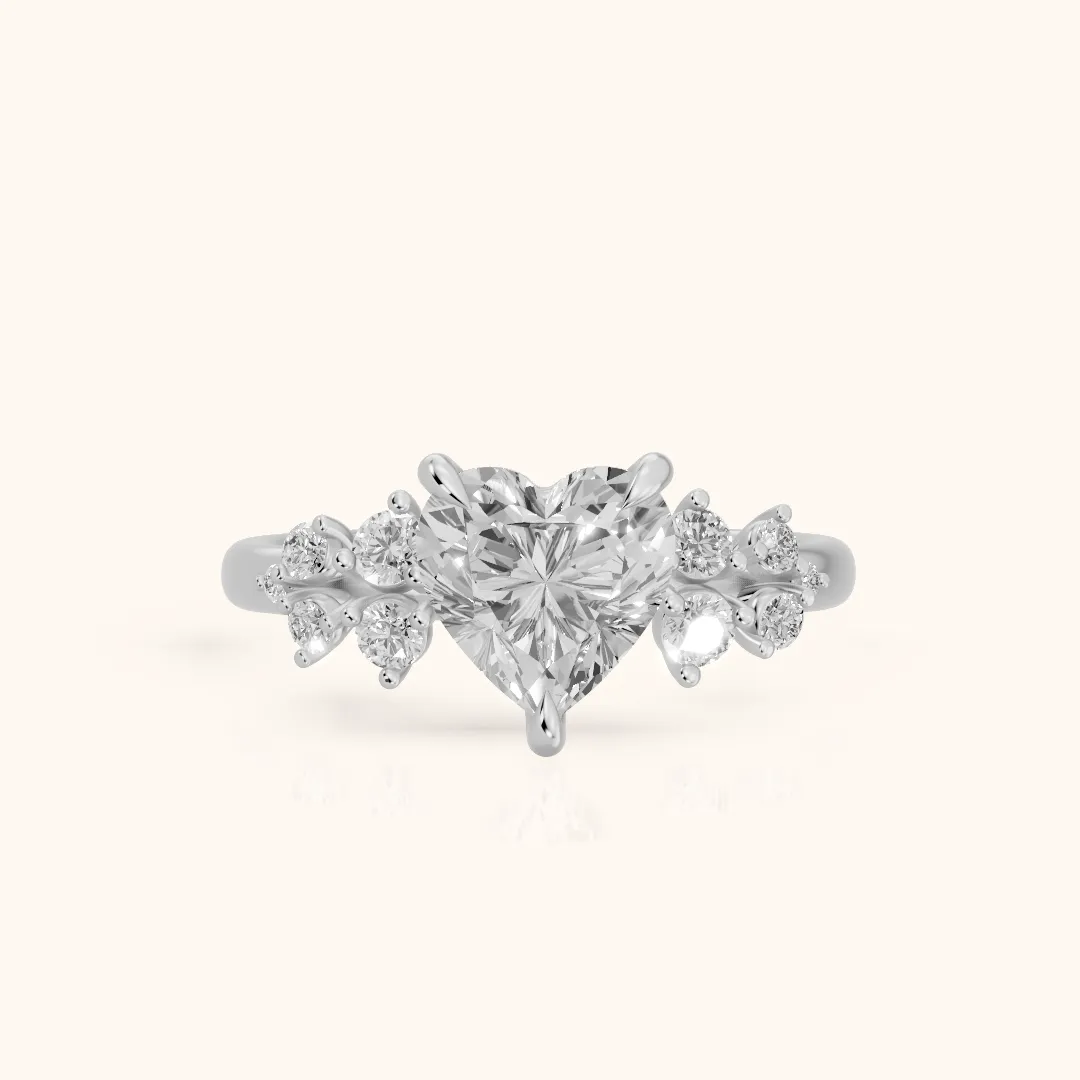 Mirabelle Cluster Heart Diamond Engagement Ring in Silver — view 2
