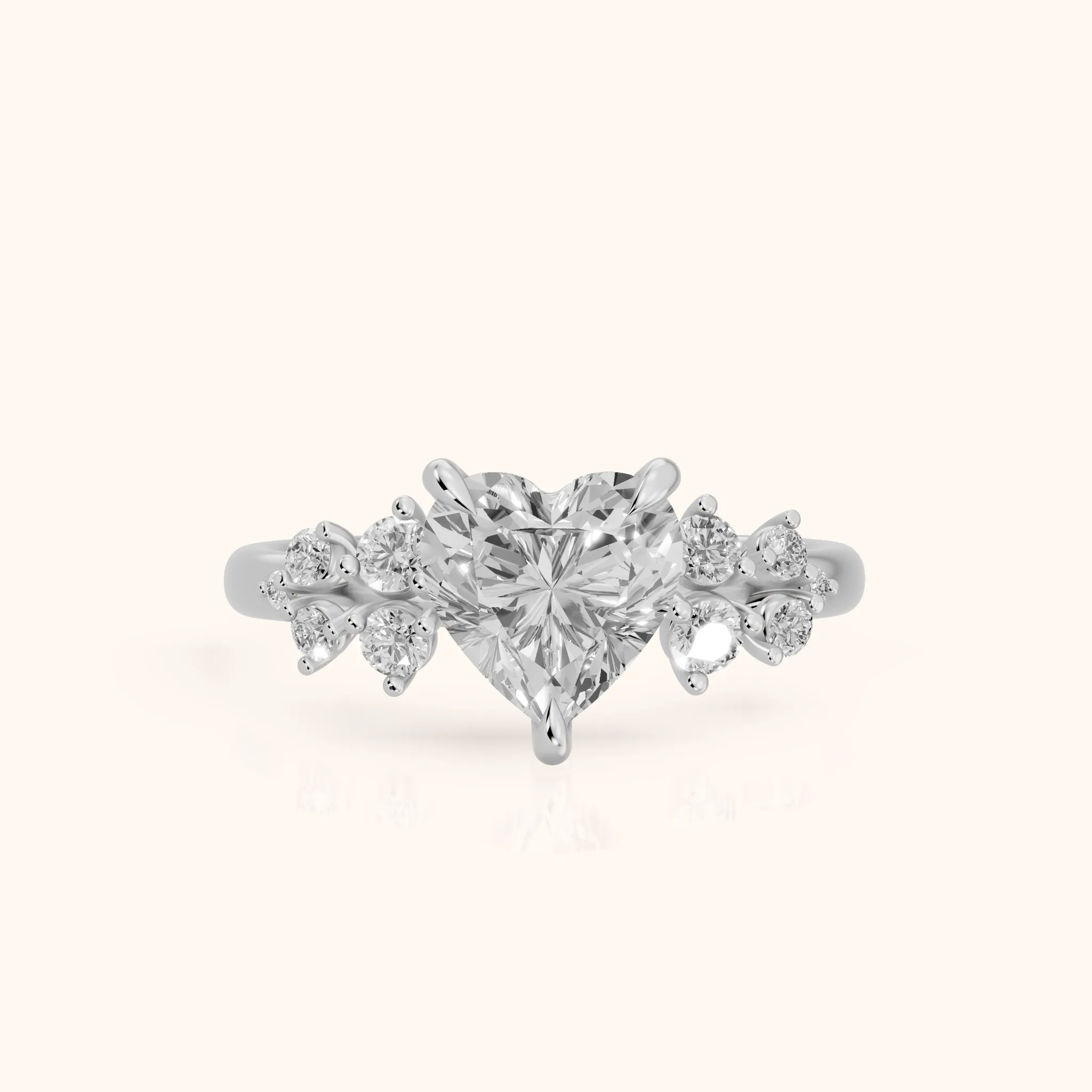 Mirabelle Cluster Heart Diamond Engagement Ring in Silver — view 1