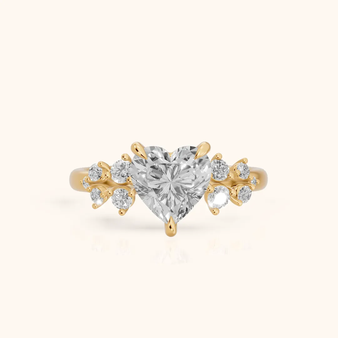 Mirabelle Cluster Heart Diamond Engagement Ring in Yellow Gold — view 2