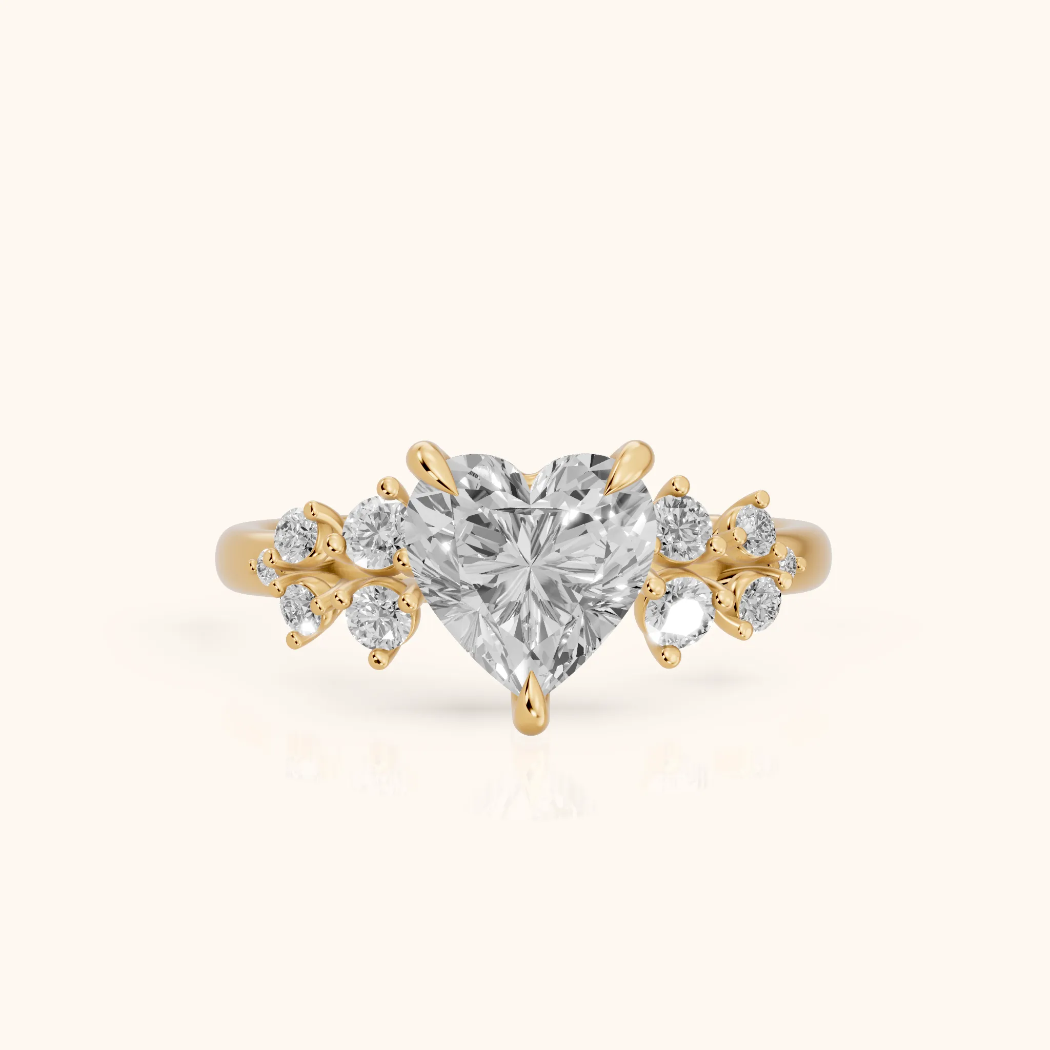 Mirabelle Cluster Heart Diamond Engagement Ring in Yellow Gold — view 1