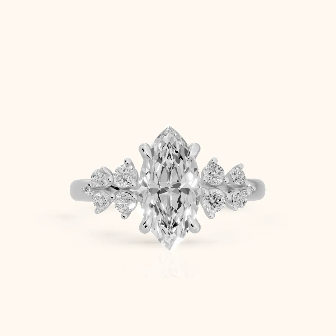 Mirabelle Cluster Marquise Diamond Engagement Ring in Silver — view 2