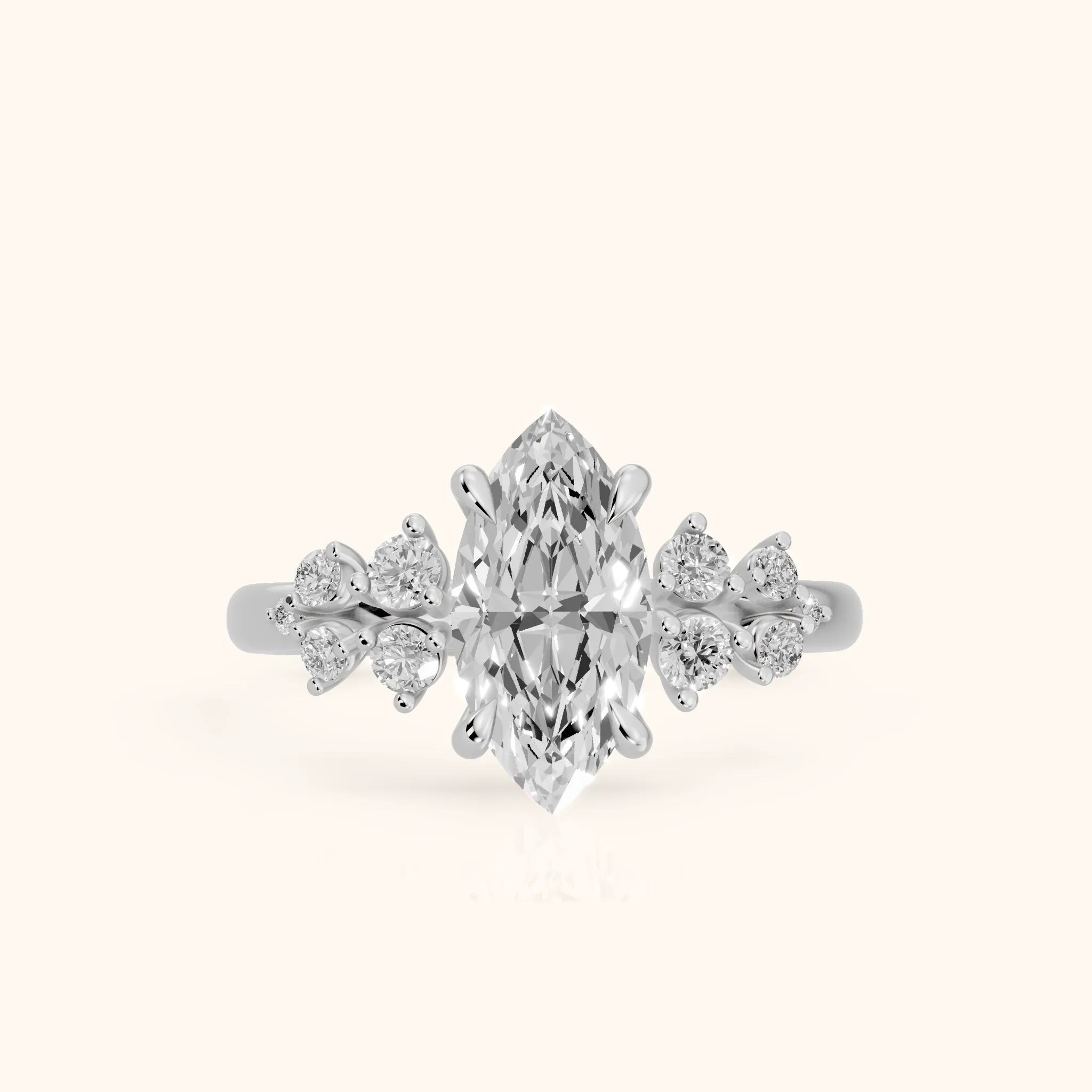 Mirabelle Cluster Marquise Diamond Engagement Ring in Silver — view 1
