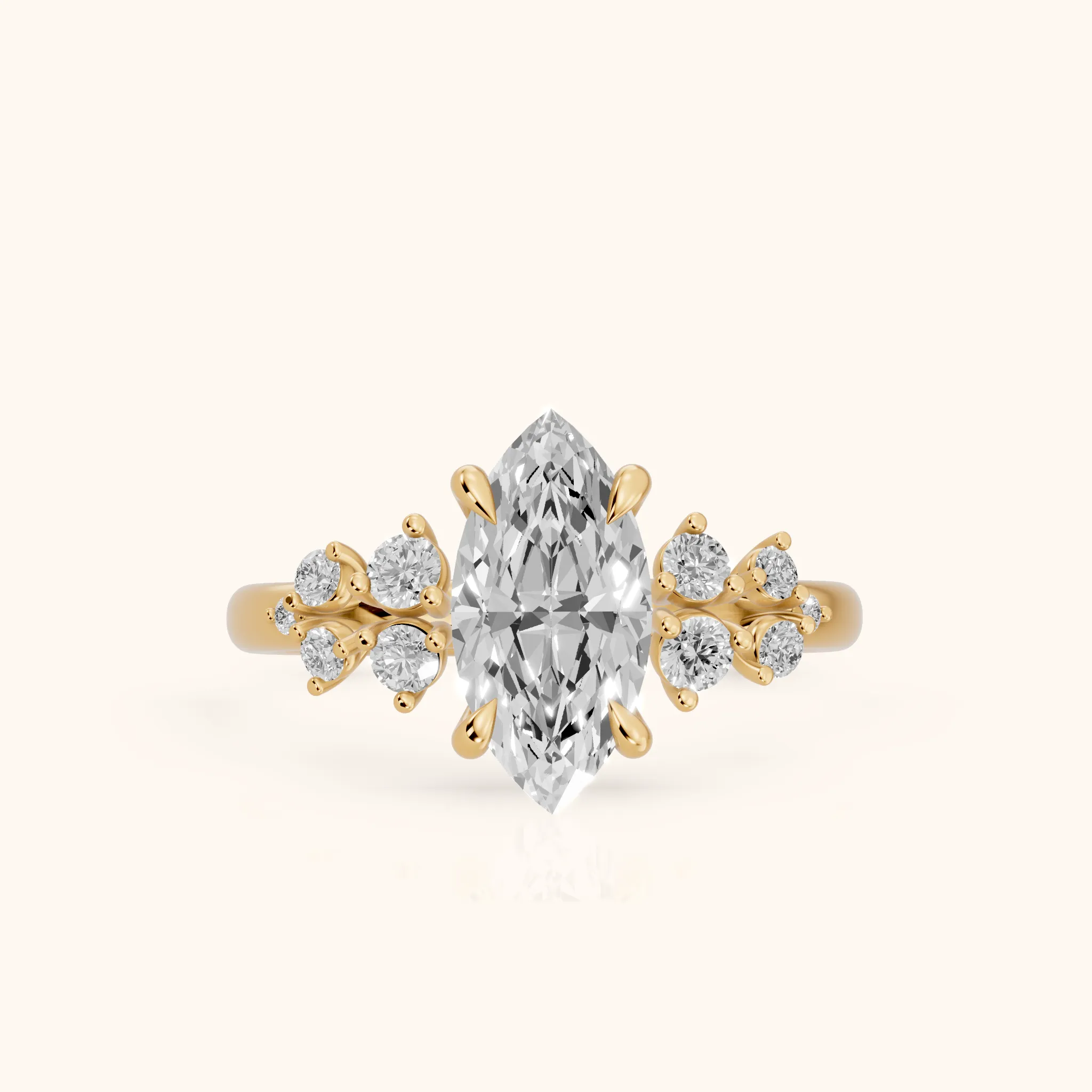 Mirabelle Cluster Marquise Diamond Engagement Ring in Yellow Gold — view 1