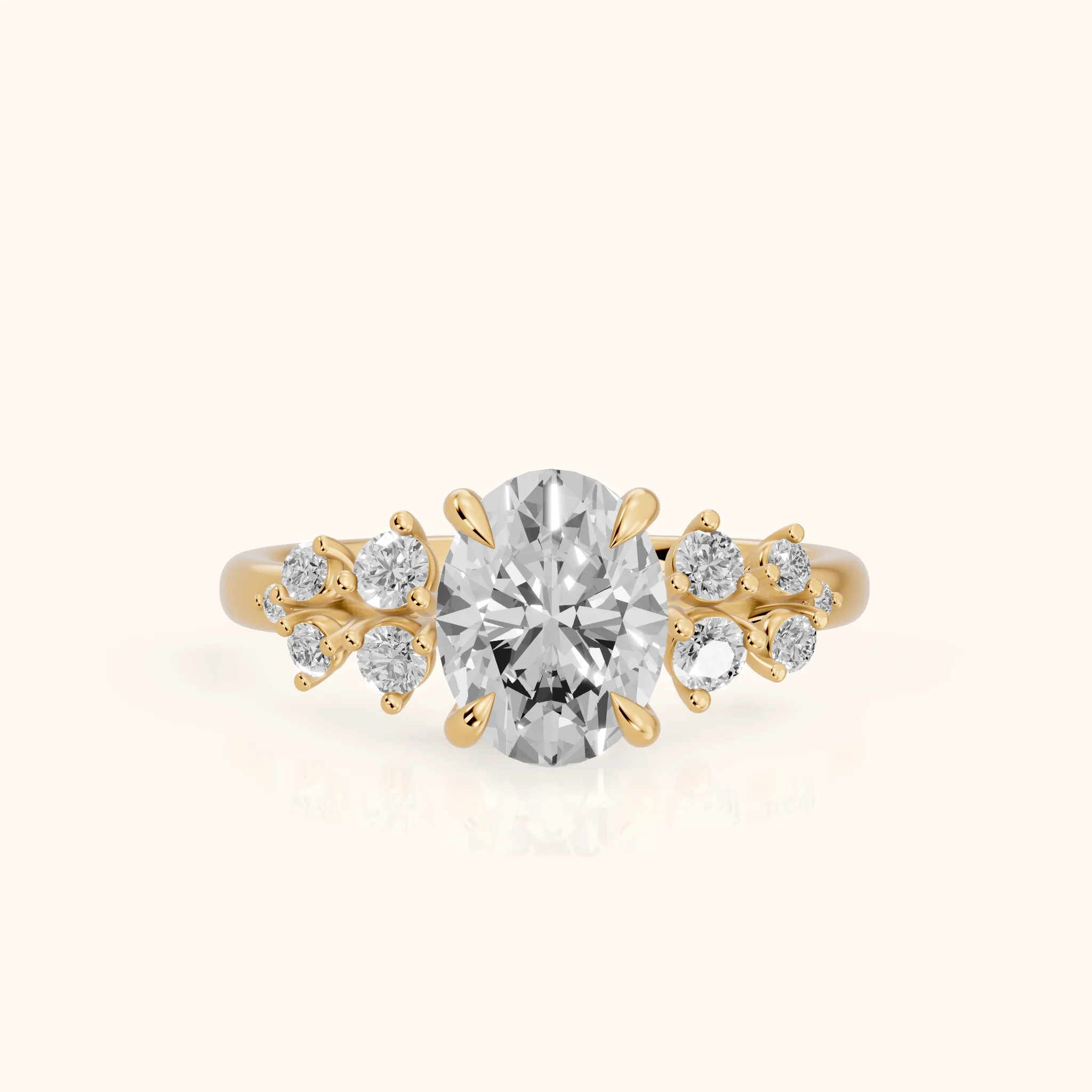 Mirabelle Cluster Oval Diamond Engagement Ring in Yellow Gold — view 1