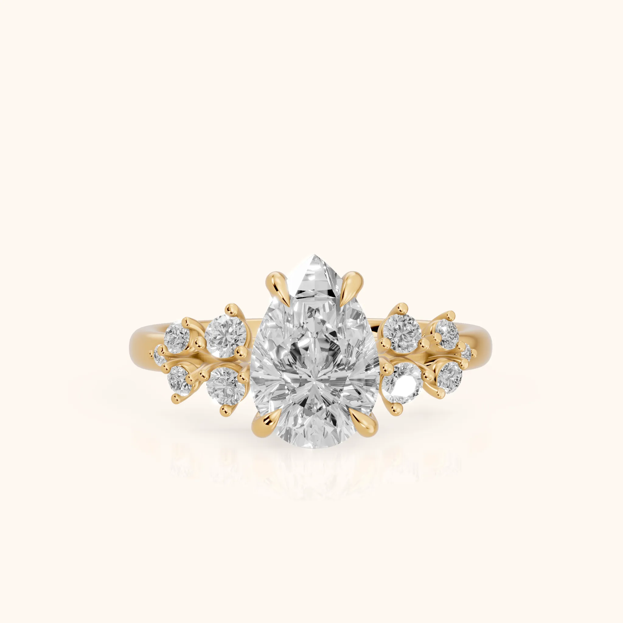 Mirabelle Cluster Pear Diamond Engagement Ring in Yellow Gold — view 1