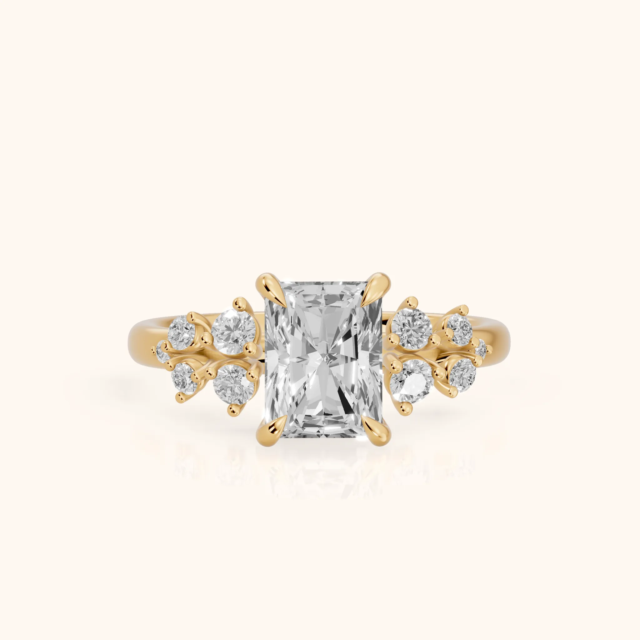 Mirabelle Cluster Radiant Diamond Engagement Ring in Yellow Gold — view 1