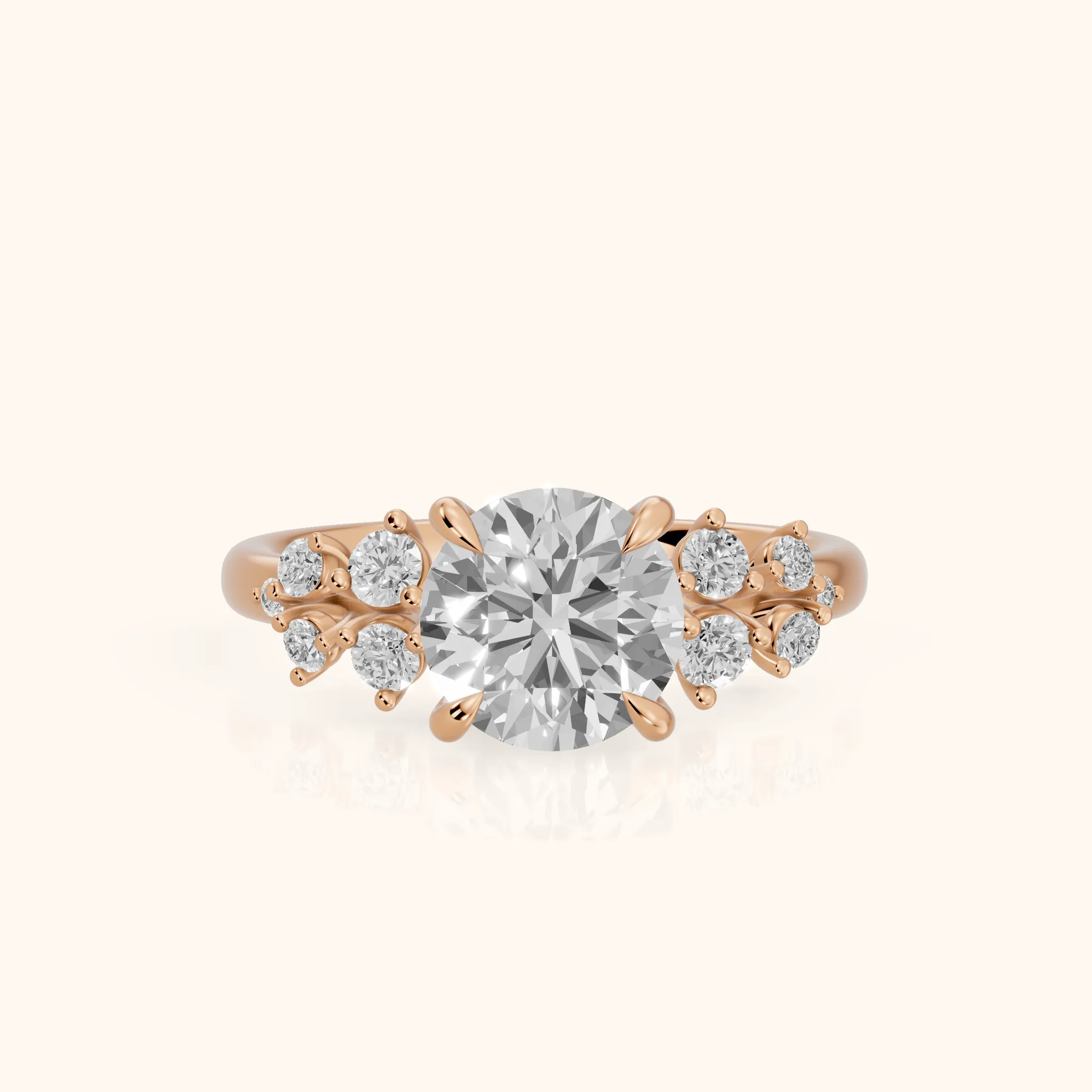 Mirabelle Cluster Round Diamond Engagement Ring in Rose Gold — view 1