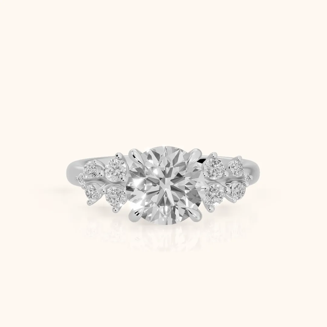 Mirabelle Cluster Round Diamond Engagement Ring in Silver — view 2