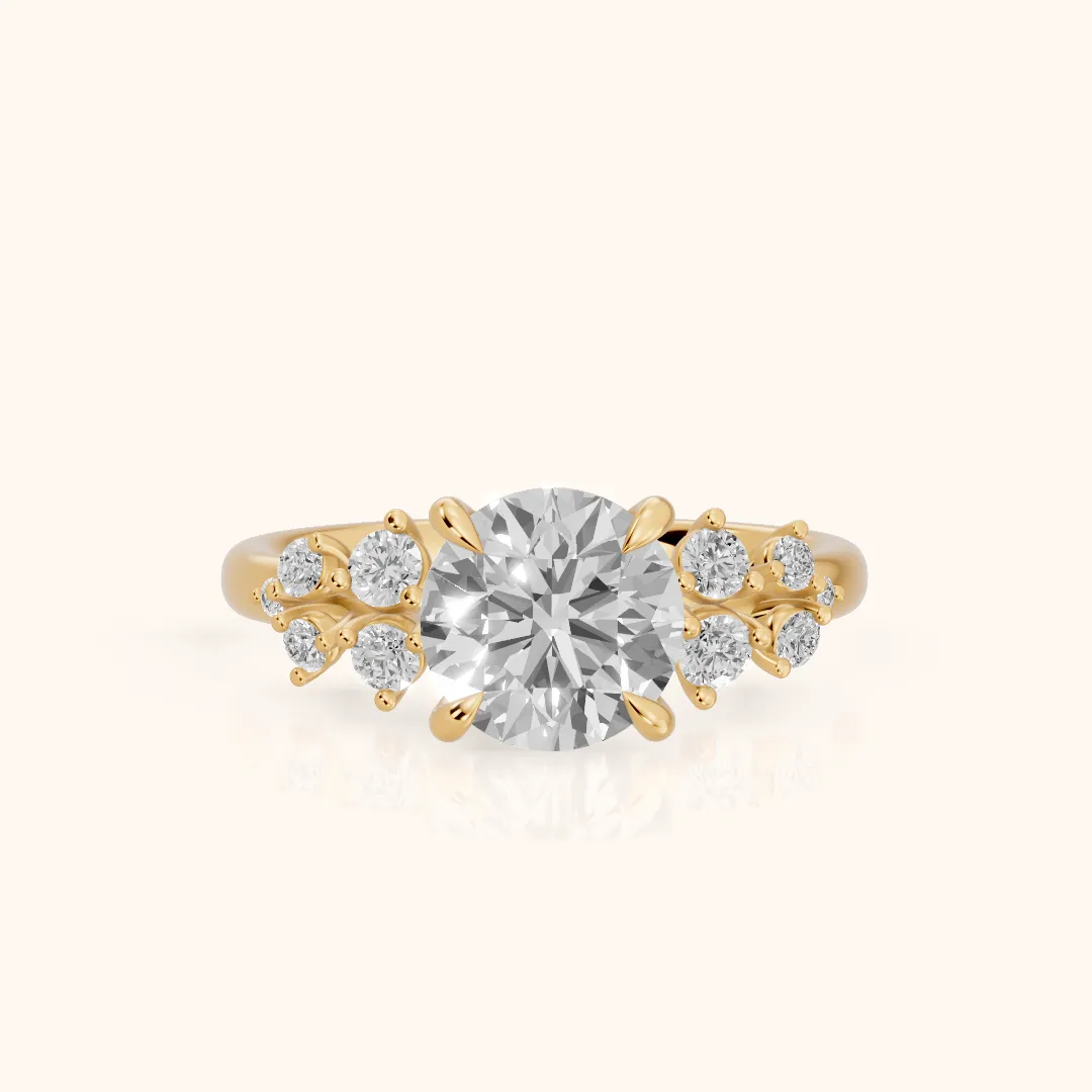 Mirabelle Cluster Round Diamond Engagement Ring in Yellow Gold — view 2
