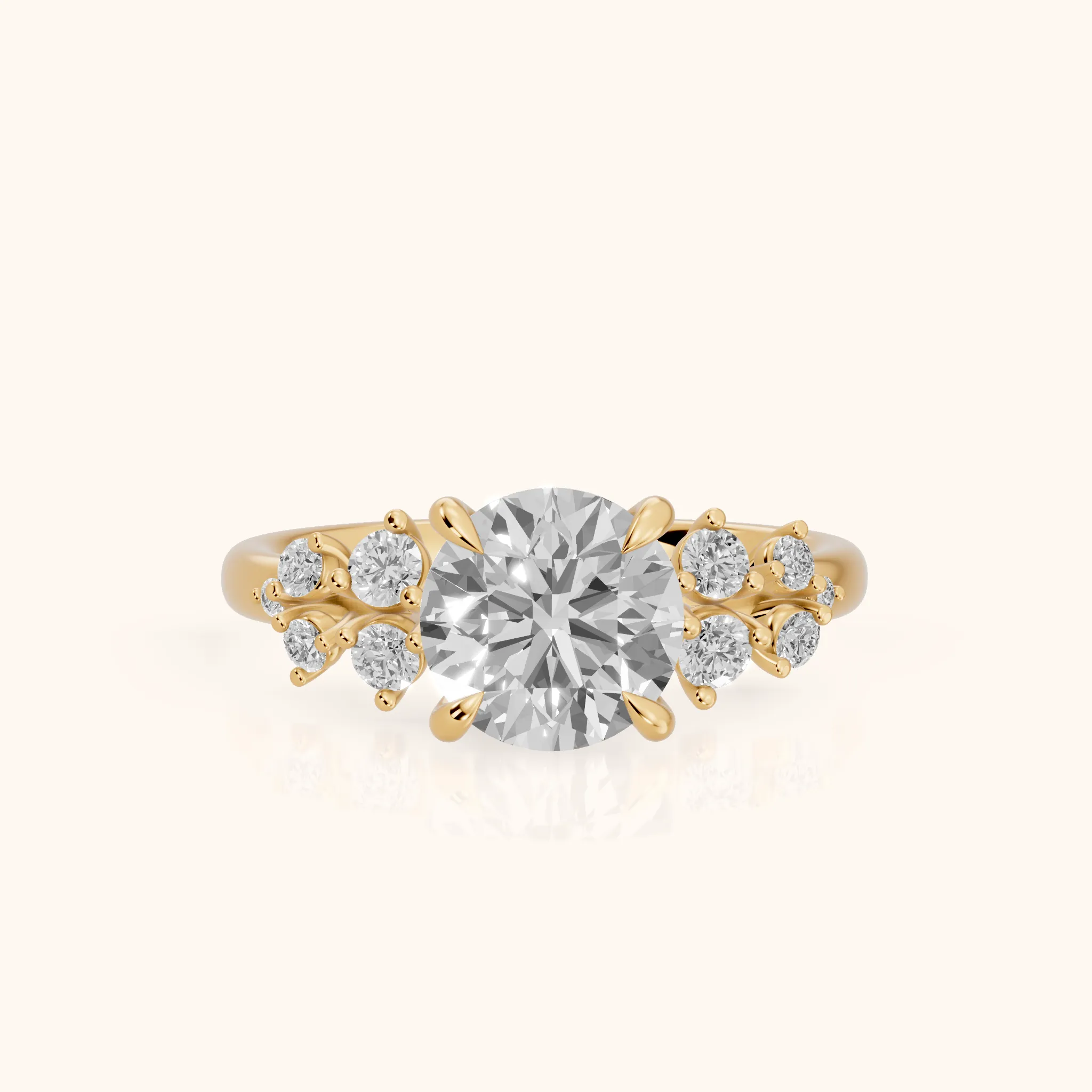 Mirabelle Cluster Round Diamond Engagement Ring in Yellow Gold — view 1