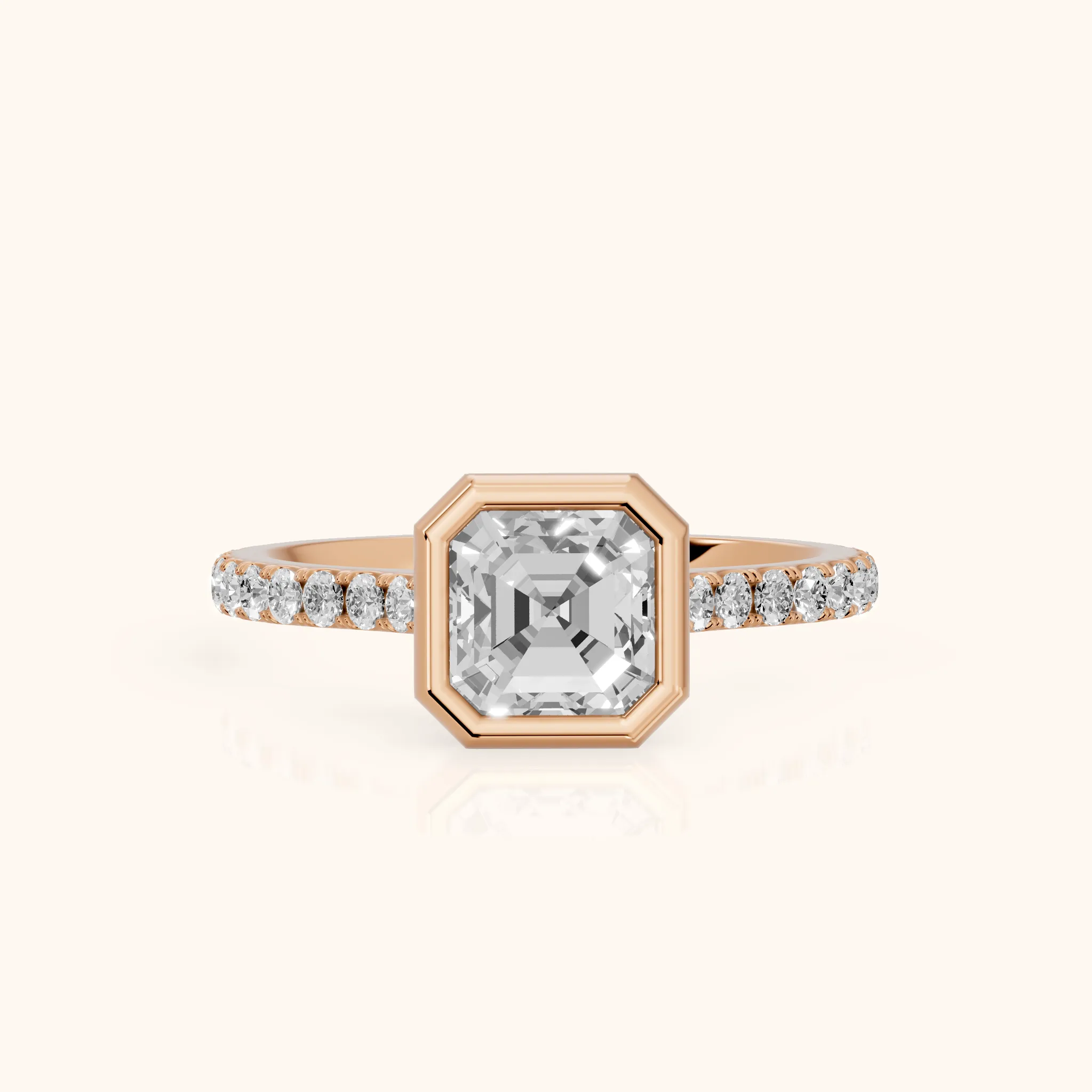 Cora Bezel Pavé Asscher Diamond Ring in Rose Gold — view 1