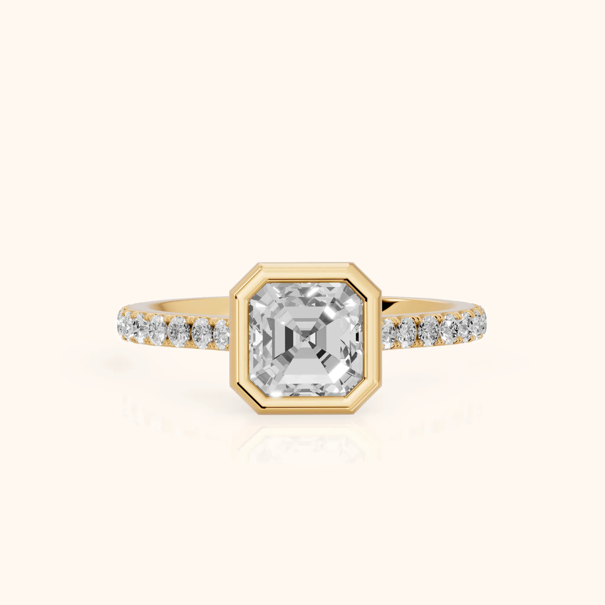 Cora Bezel Pavé Asscher Diamond Ring in Yellow Gold — view 1