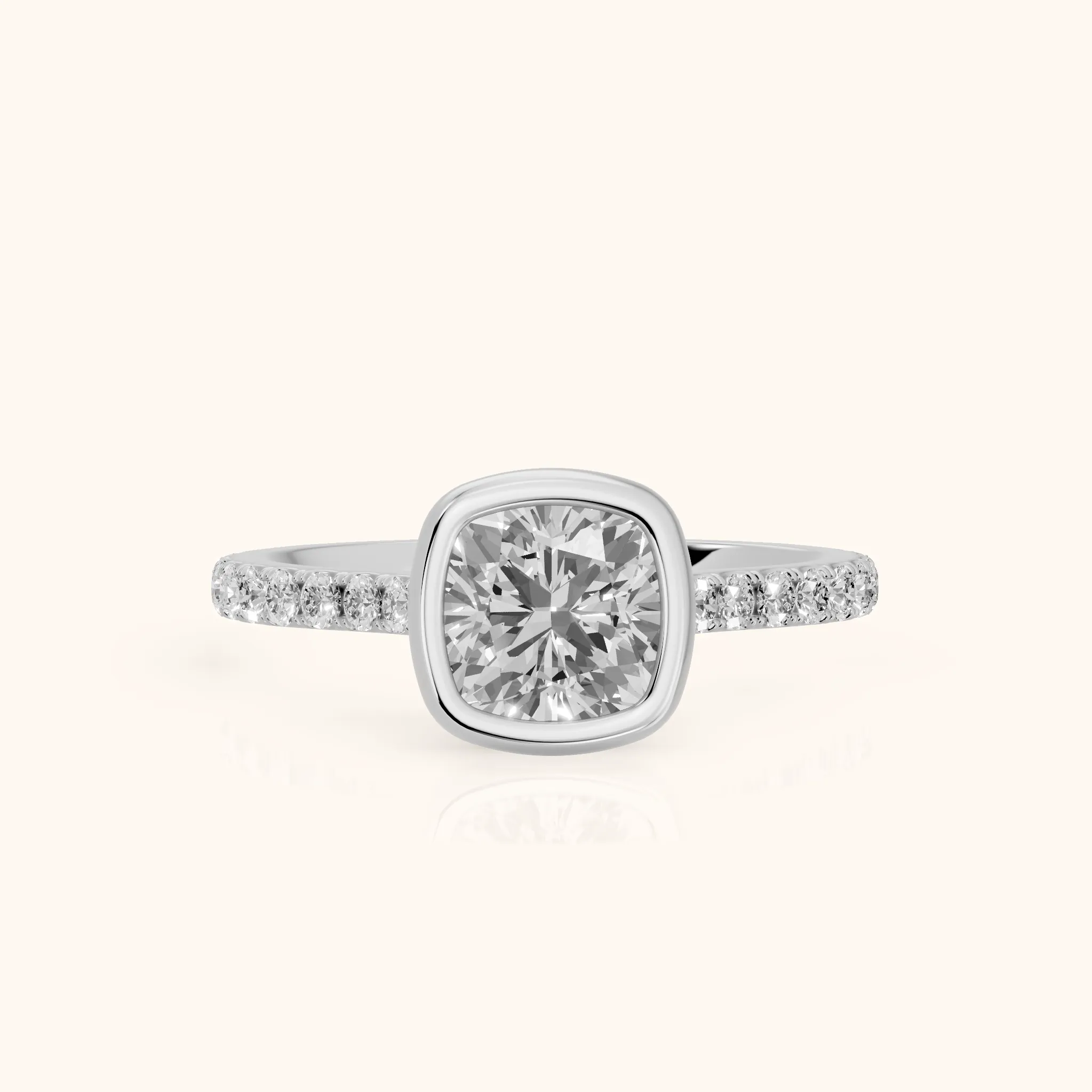Cora Bezel Pavé Cushion Diamond Ring in Silver — view 1
