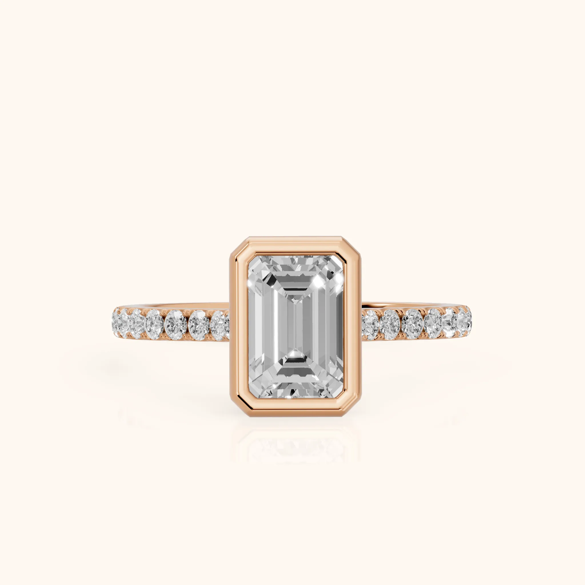 Cora Bezel Pavé Emerald Diamond Ring in Rose Gold — view 1