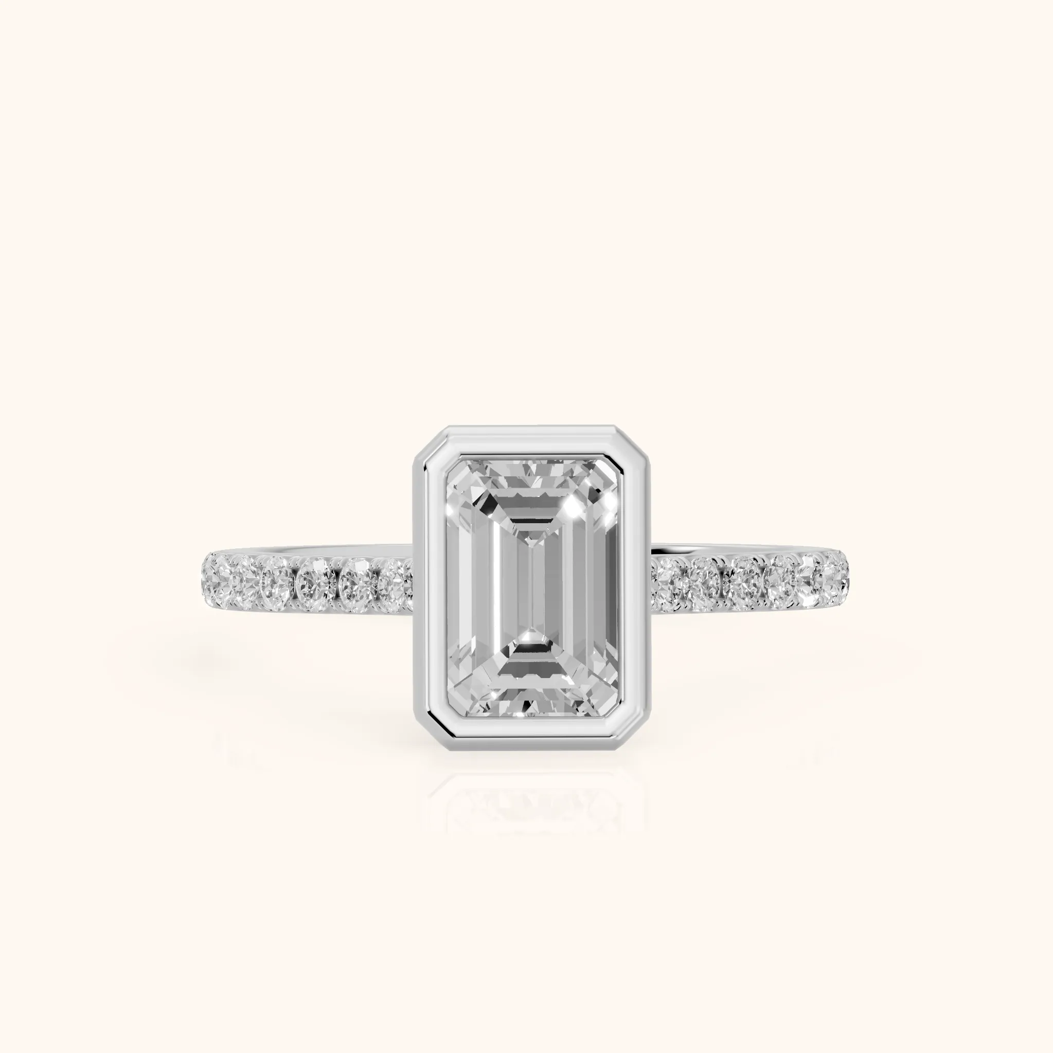 Cora Bezel Pavé Emerald Diamond Ring in Silver — view 1