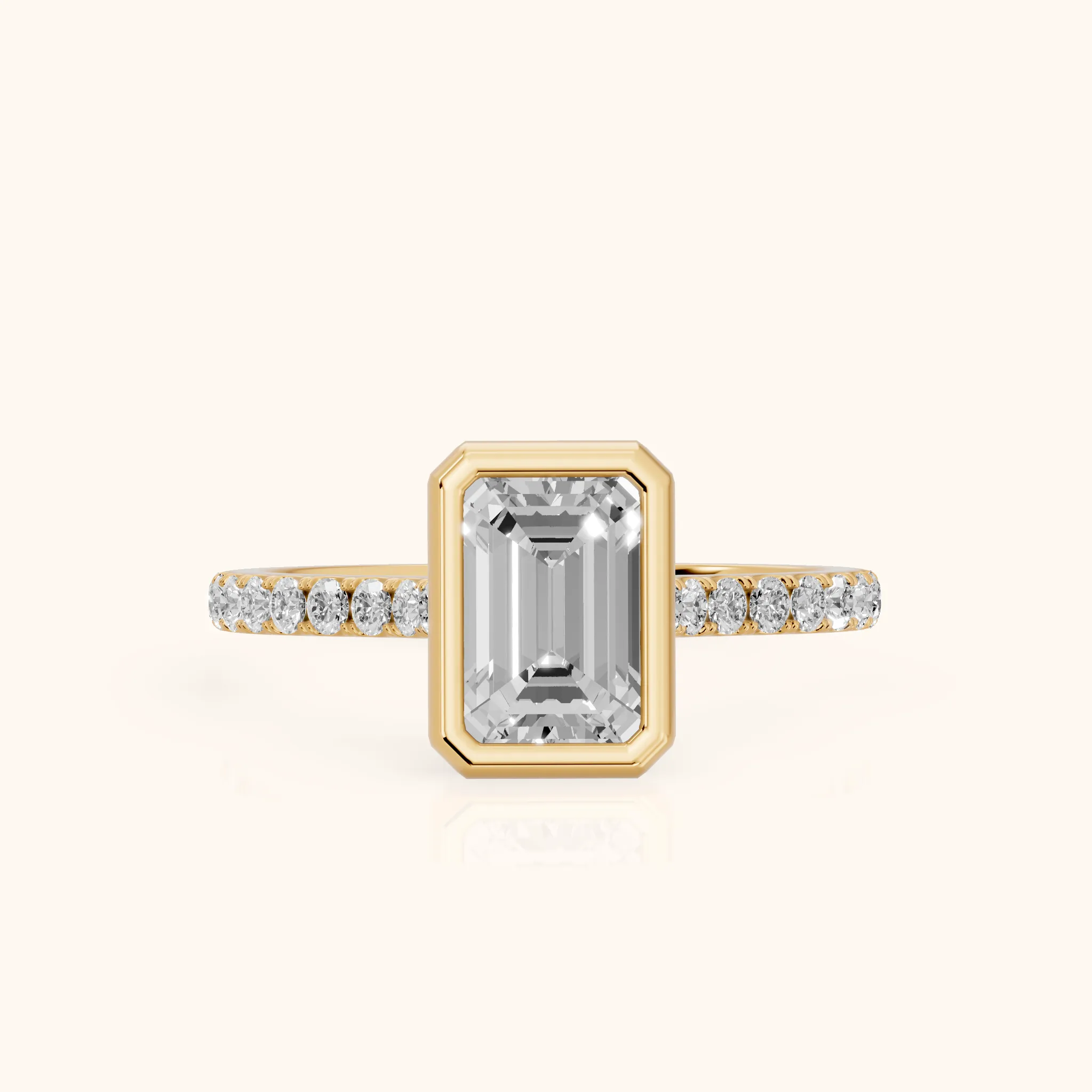 Cora Bezel Pavé Emerald Diamond Ring in Yellow Gold — view 1