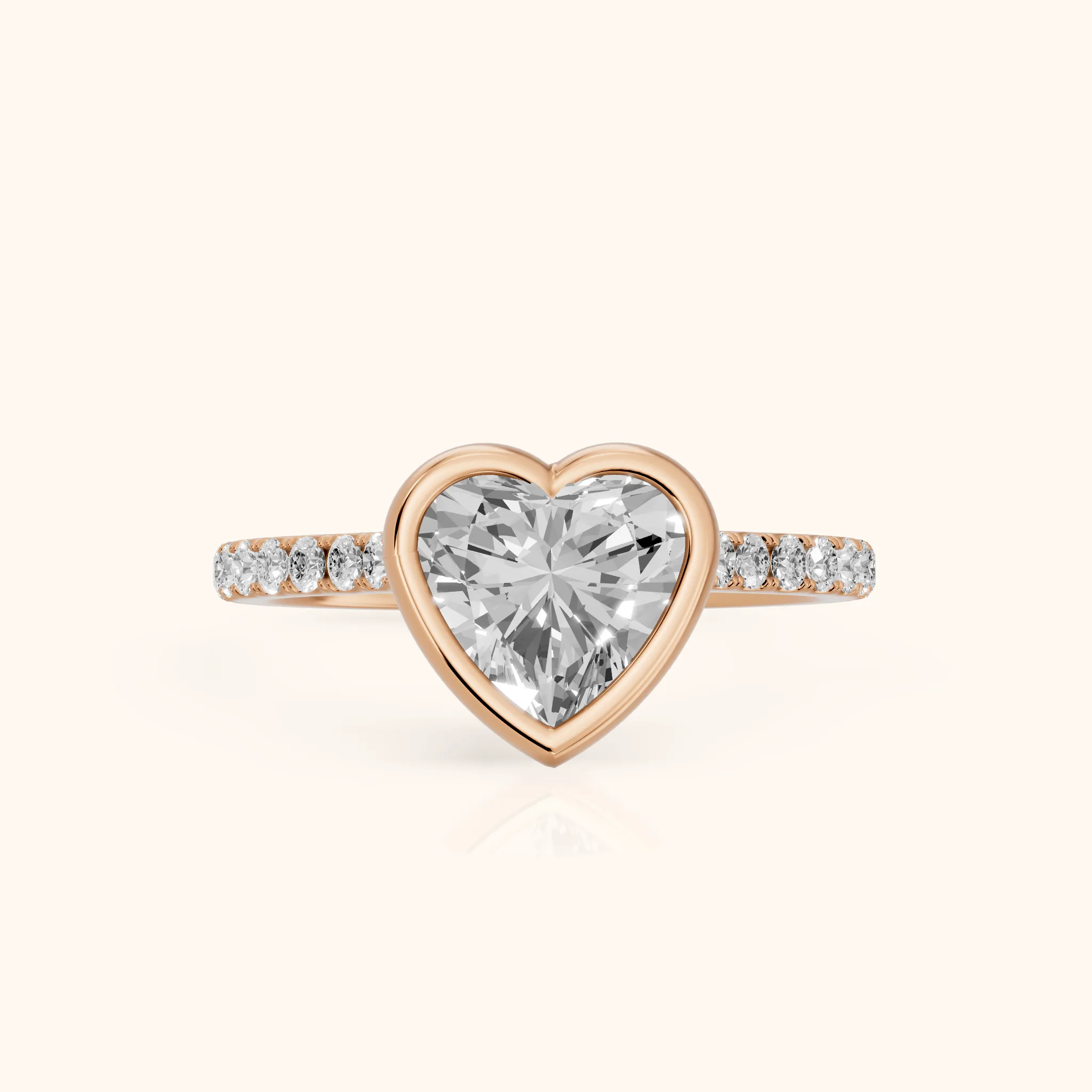 Cora Bezel Pavé Heart Diamond Ring in Rose Gold — view 1