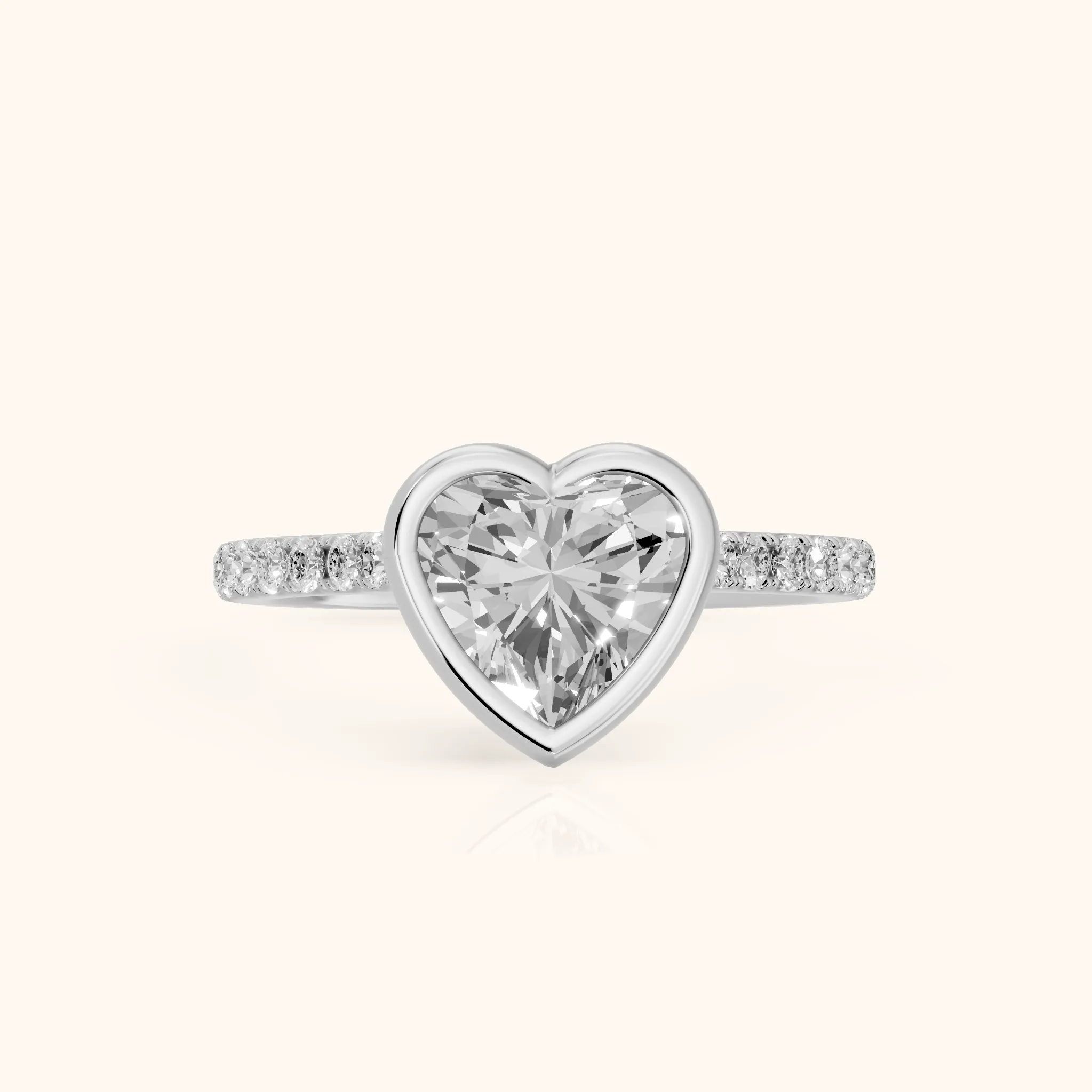 Cora Bezel Pavé Heart Diamond Ring in Silver — view 1