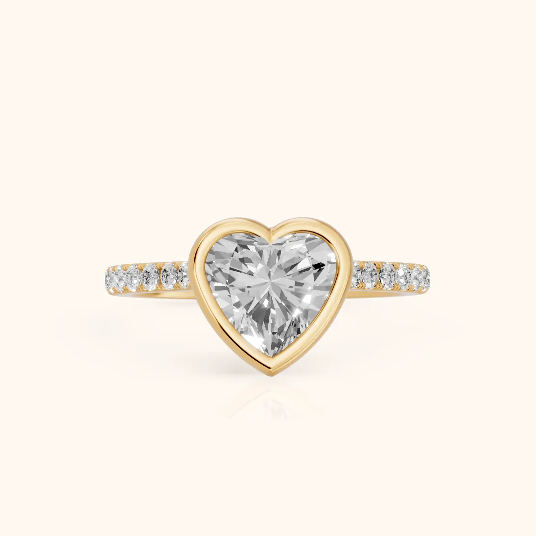 Cora Bezel Pavé Heart Diamond Ring in Yellow Gold — view 2