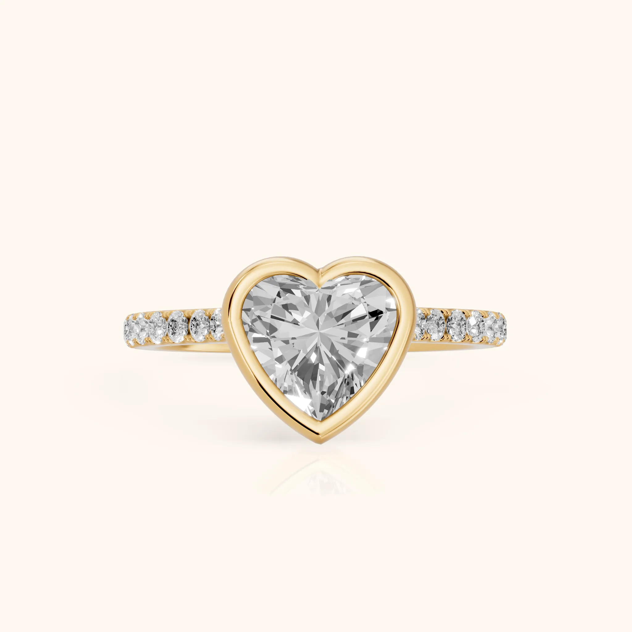 Cora Bezel Pavé Heart Diamond Ring in Yellow Gold — view 1