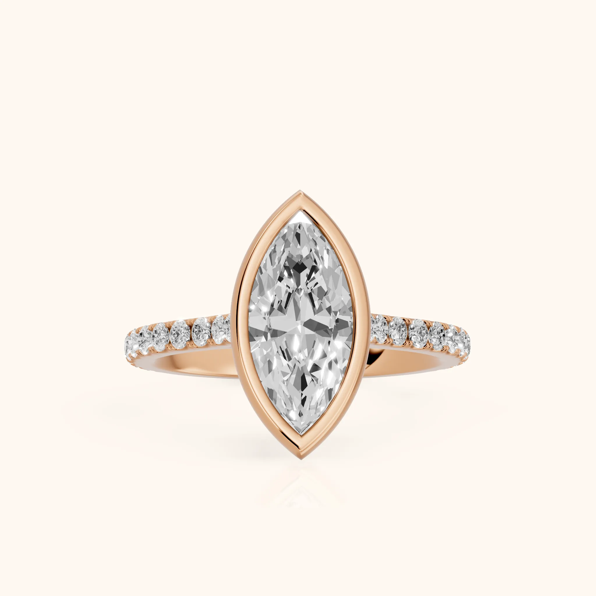 Cora Bezel Pavé Marquise Diamond Ring in Rose Gold — view 1