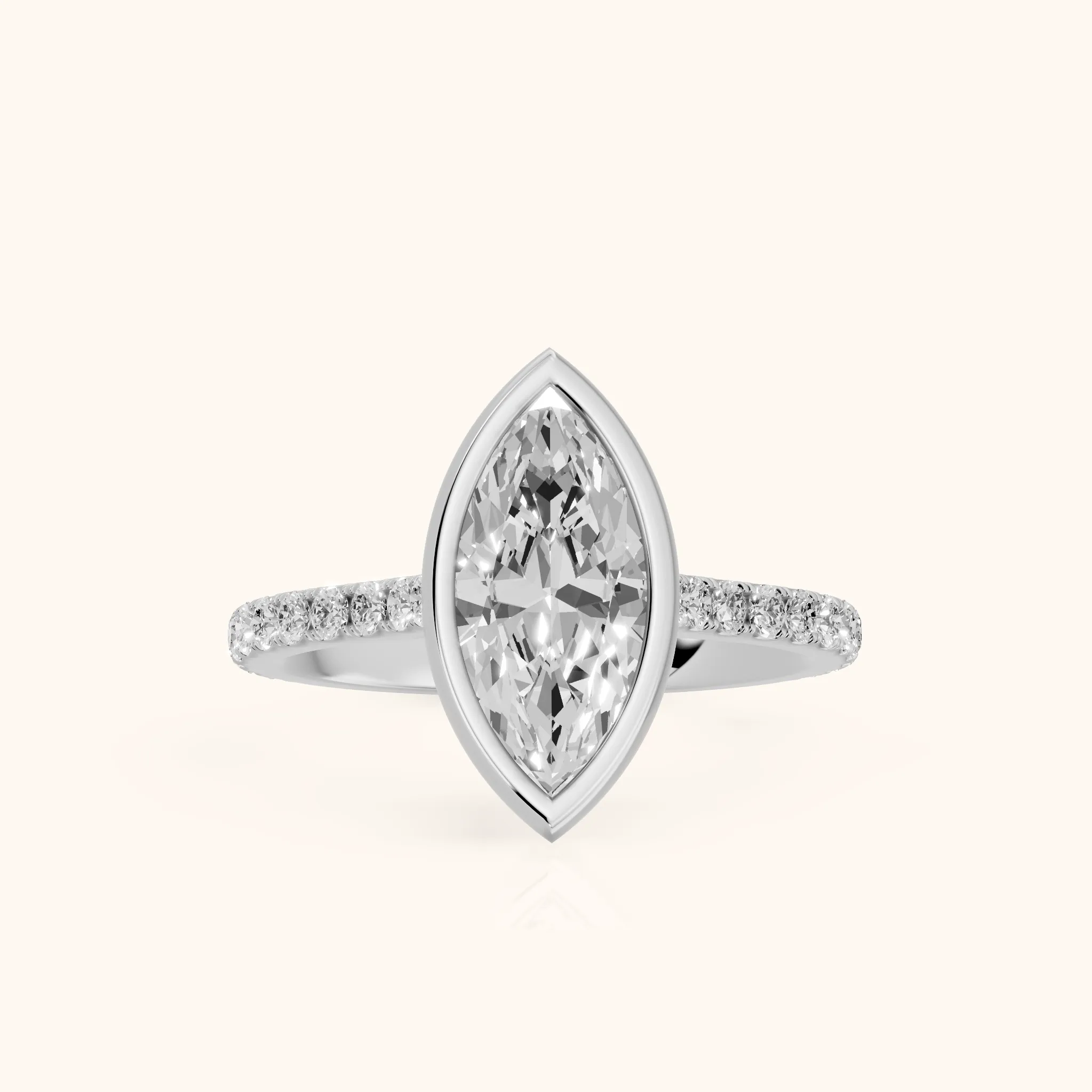 Cora Bezel Pavé Marquise Diamond Ring in Silver — view 1