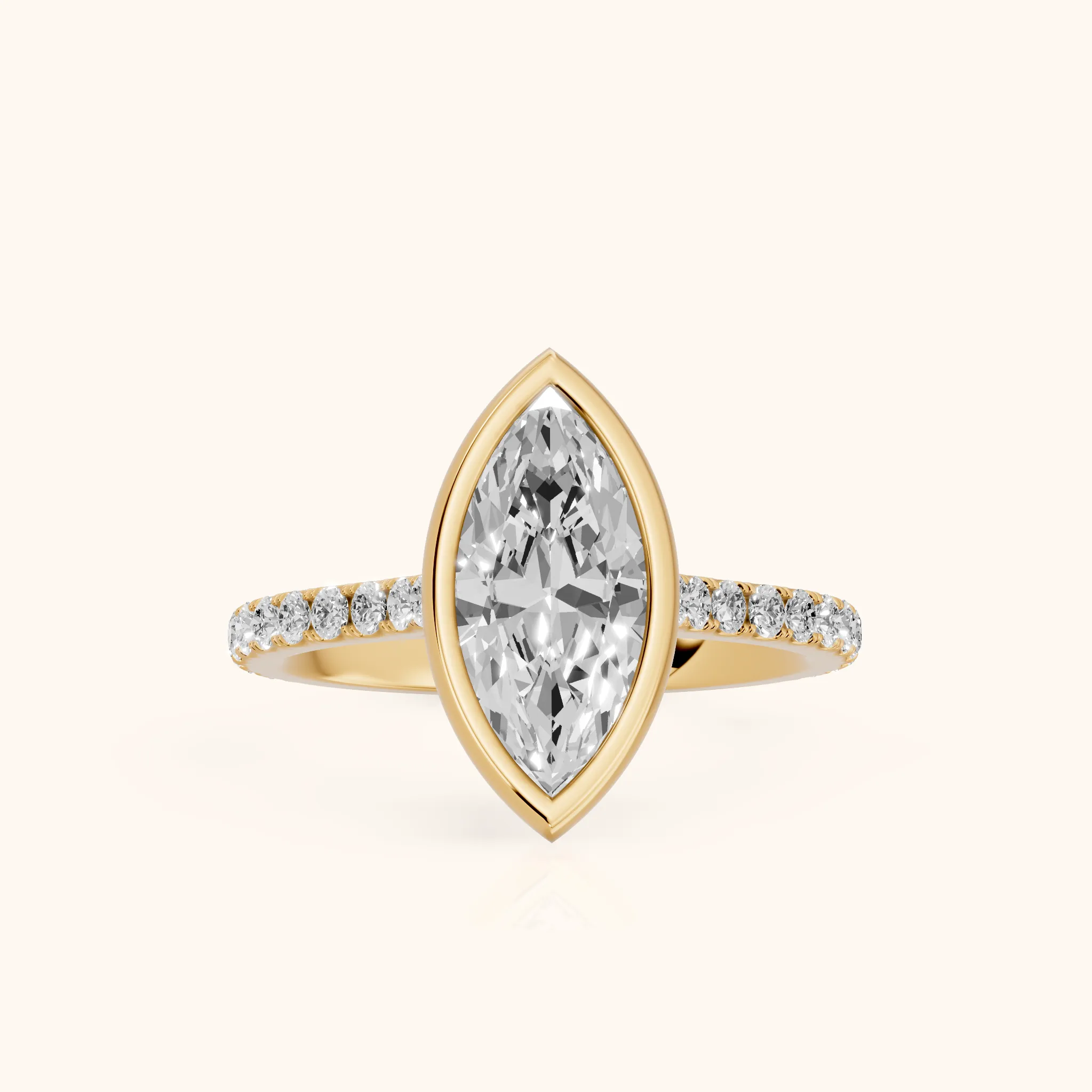 Cora Bezel Pavé Marquise Diamond Ring in Yellow Gold — view 1