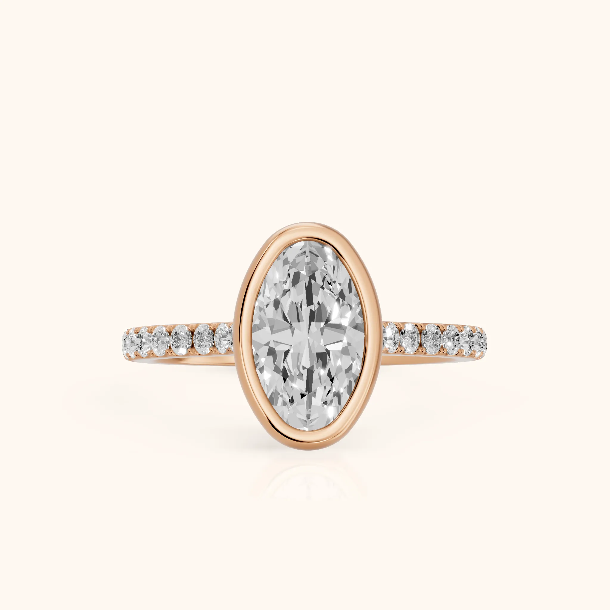 Cora Bezel Pavé Oval Diamond Ring in Rose Gold — view 1