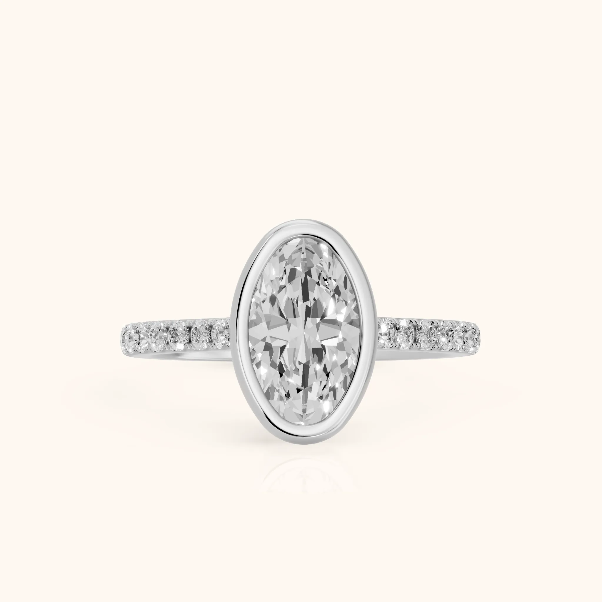 Cora Bezel Pavé Oval Diamond Ring in Silver — view 1