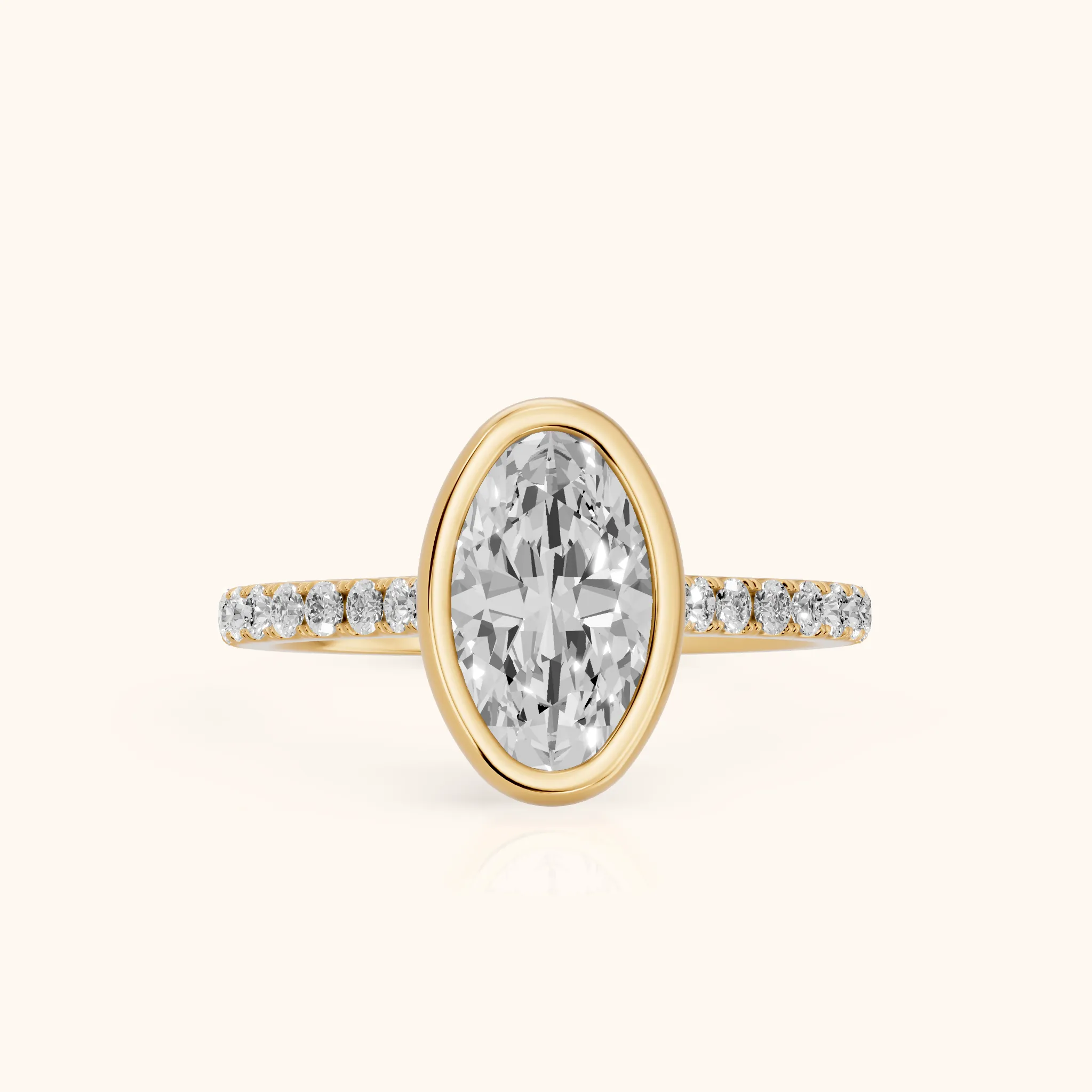 Cora Bezel Pavé Oval Diamond Ring in Yellow Gold — view 1