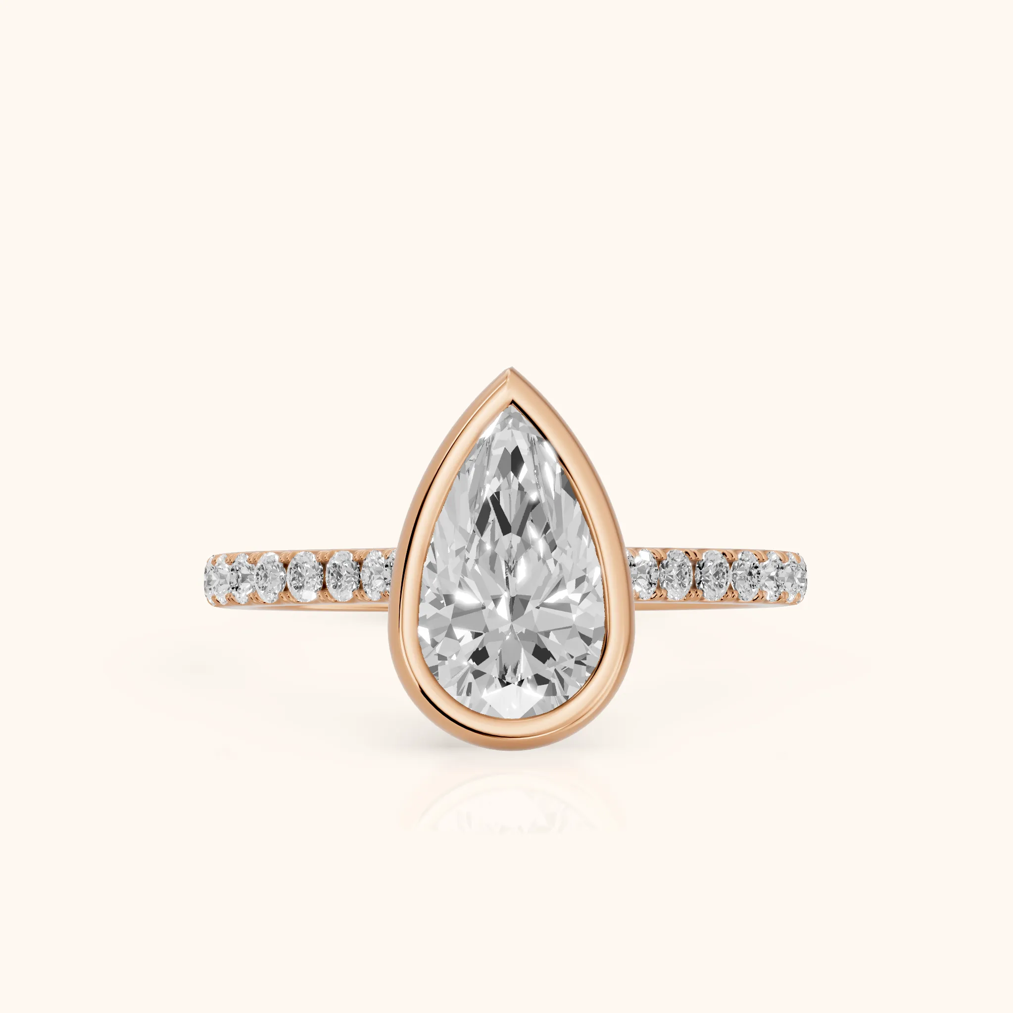Cora Bezel Pavé Pear Diamond Ring in Rose Gold — view 1